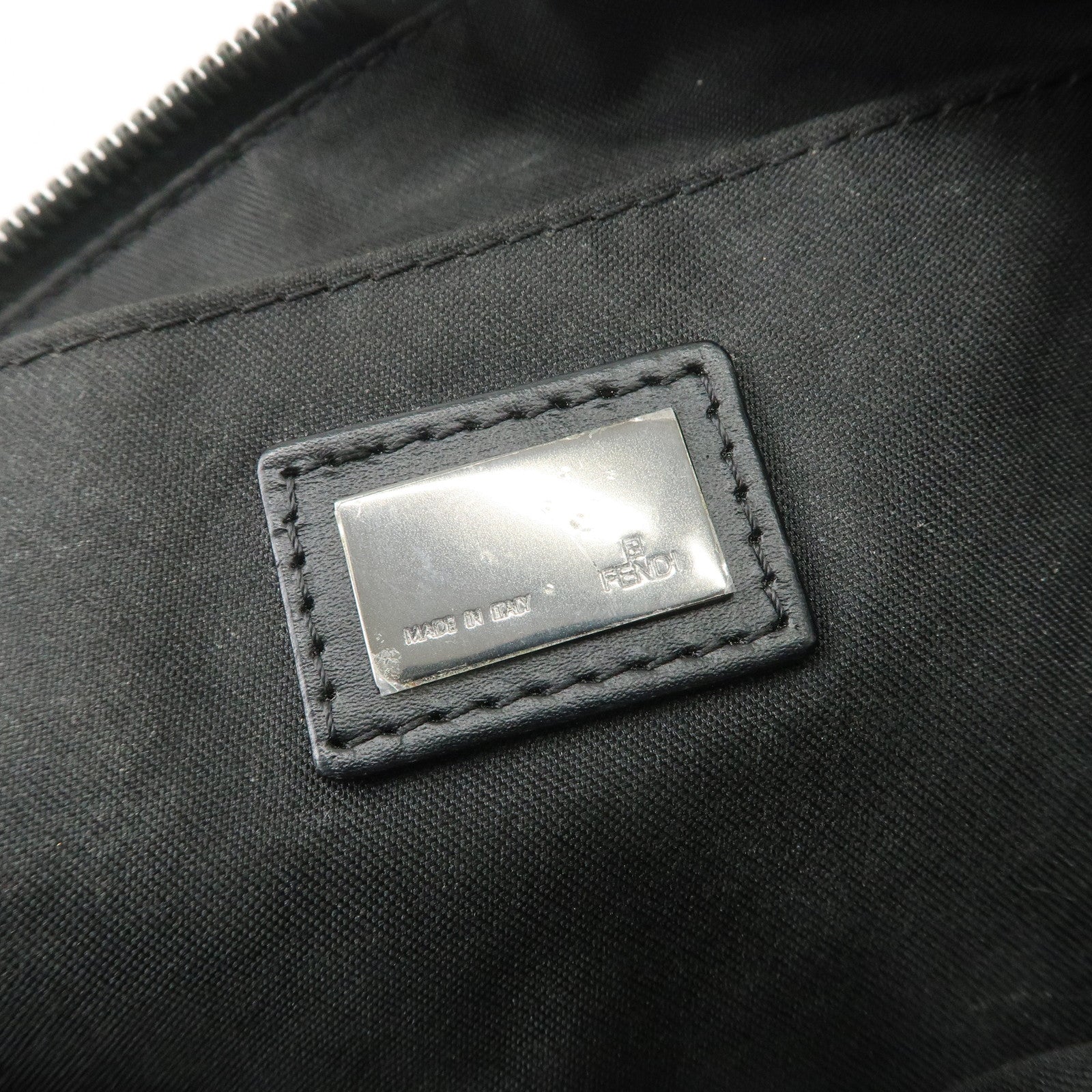 FENDI Zucchino Canvas Leather Shoulder Bag Hand Bag Pouch Black