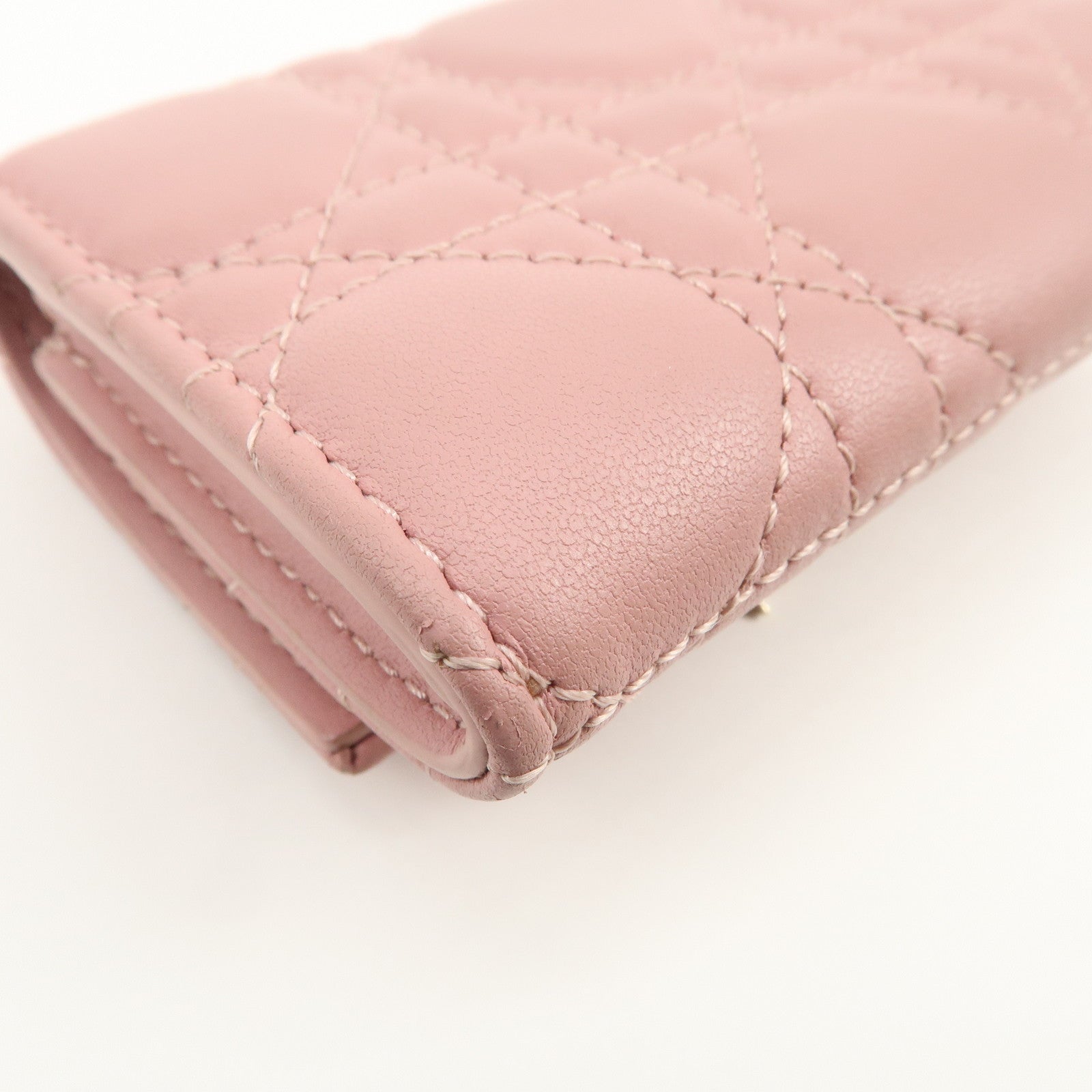Christian Dior Canage Leather Bi-fold Compact Wallet Pink
