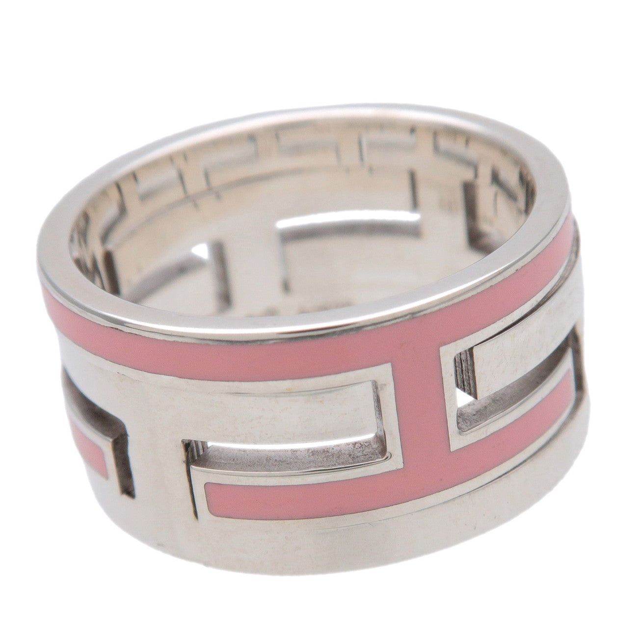 HERMES Move Ash Enamel Ring SV925 Silver Pink #51 US5.5 EU51