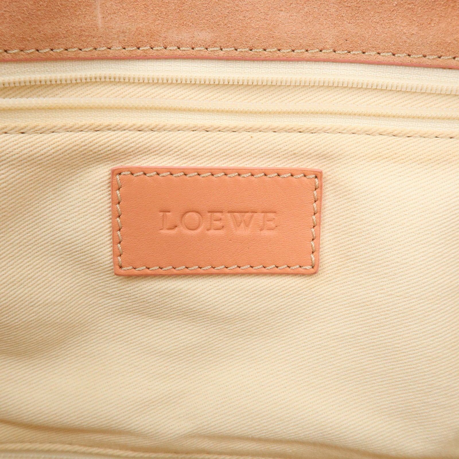 LOEWE Logo Suede Leather Tote Bag Shoulder Bag Pink