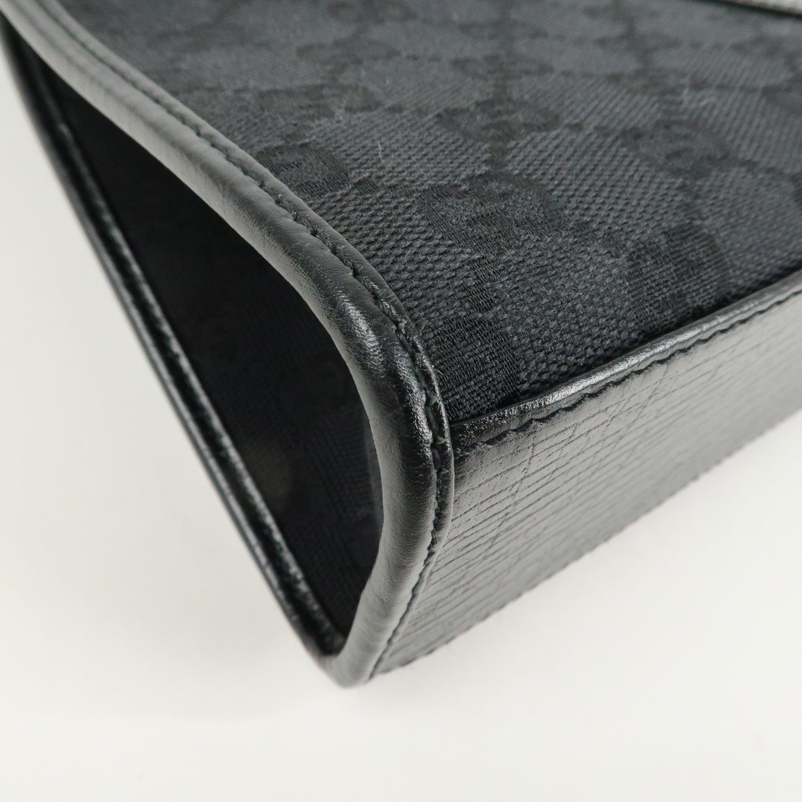 GUCCI Jackie GG Canvas Leather Shoulder Bag Hand Bag Black 01721 Used