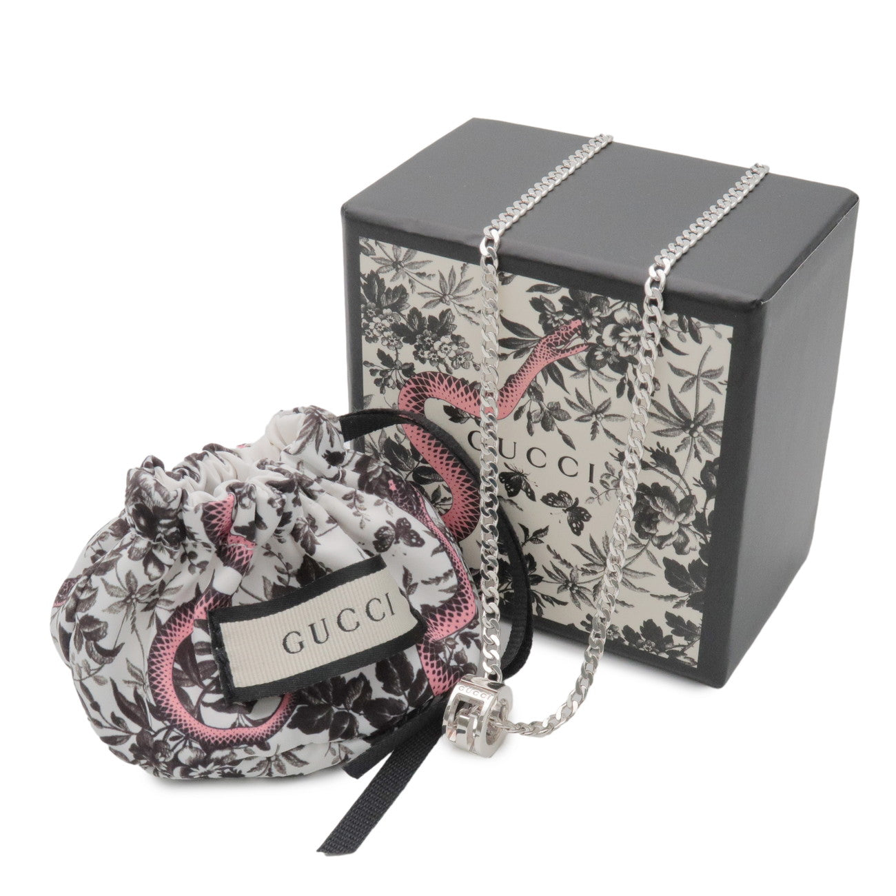 GUCCI Logo Cut Out G Necklace SV925 Silver 223351