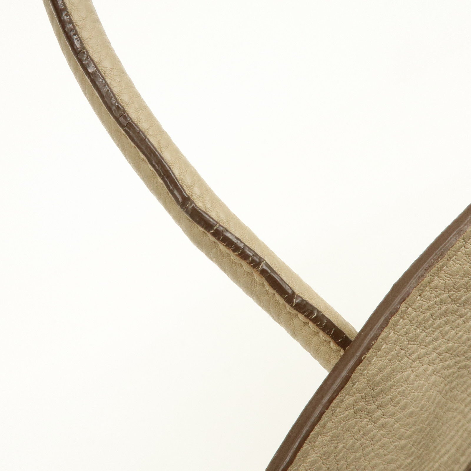 PRADA Triangle Logo Leather 2Way Hand Shoulder Bag Beige BN2795