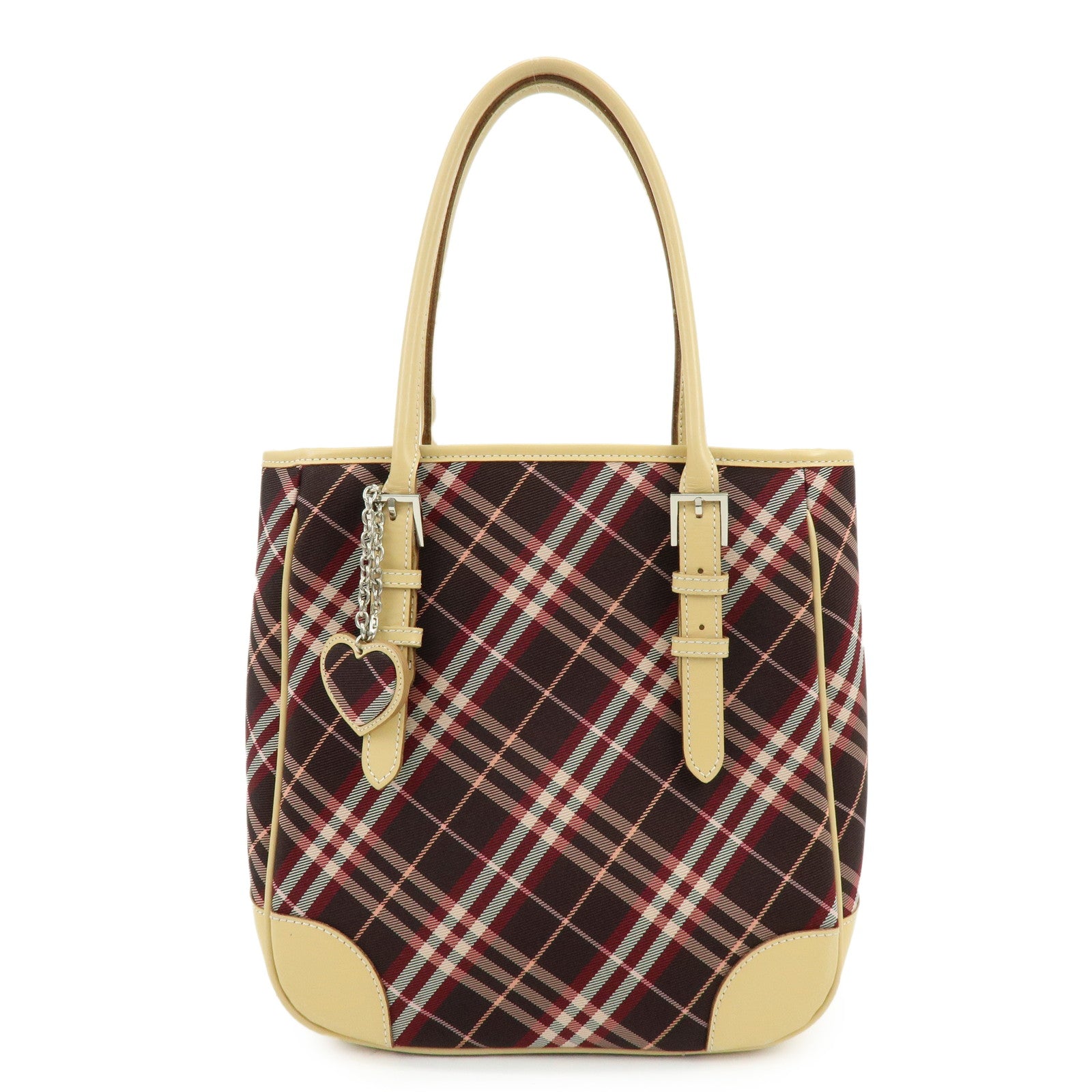 BURBERRY Blue Label Canvas Leather Tote Bag Sholuder Bag Brown Pink