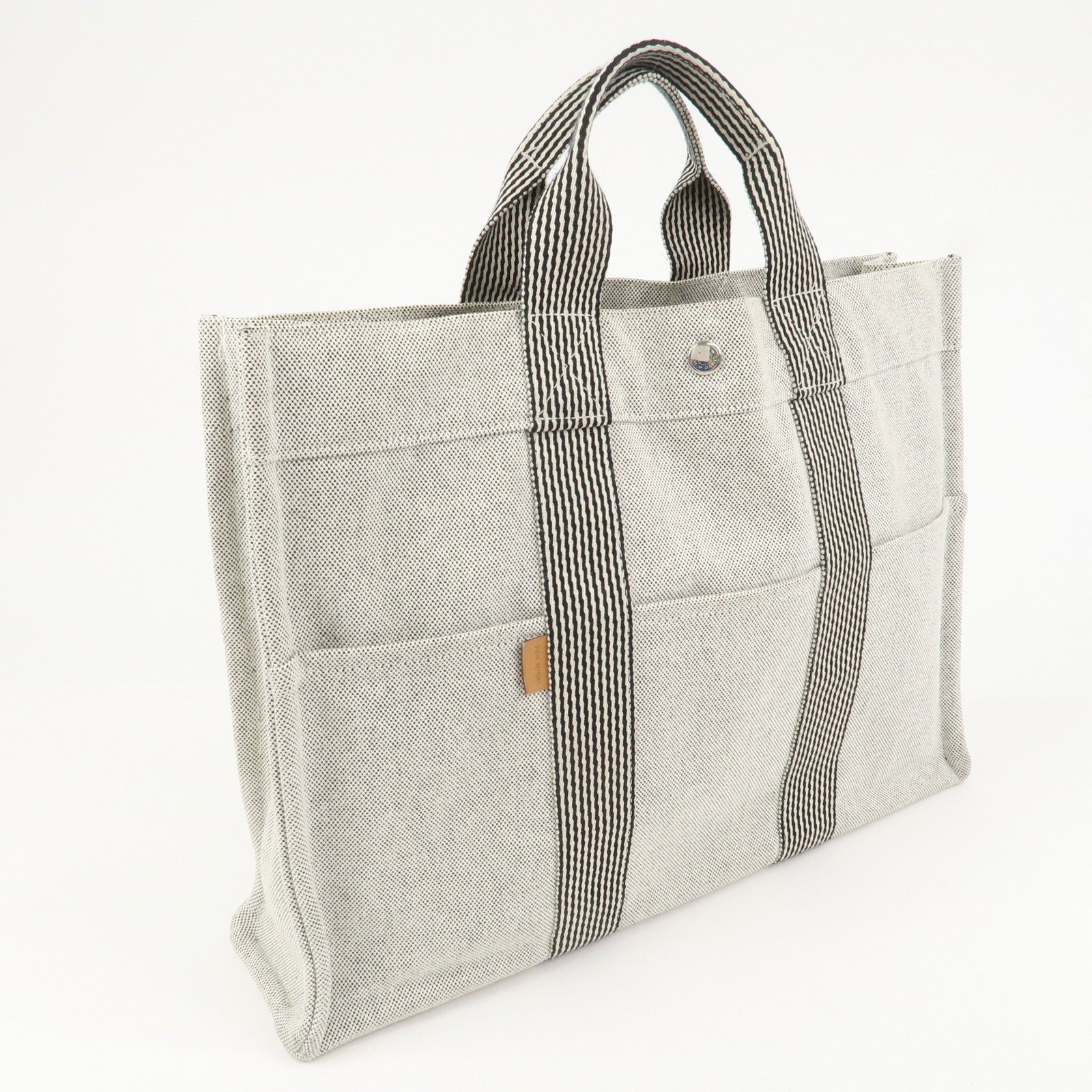 HERMES New Fourre Tout MM Canvas Tote Bag Hand Bag Gray