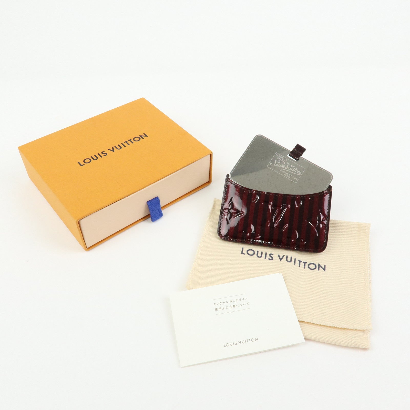 Louis Vuitton Rayures Vernis Etui Miroir Card Case Amarante PM91709