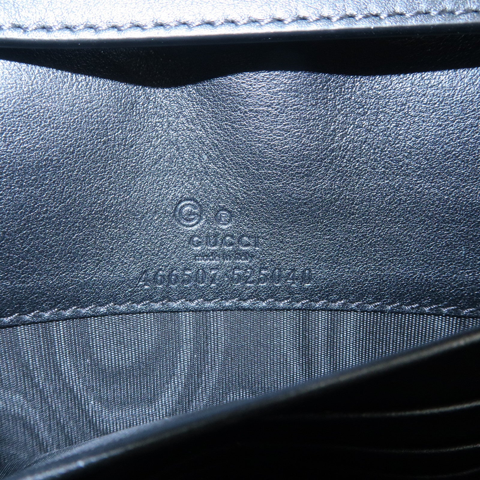 GUCCI Micro Guccissima Leather Shoulder Bag Wallet Bag Black 466507