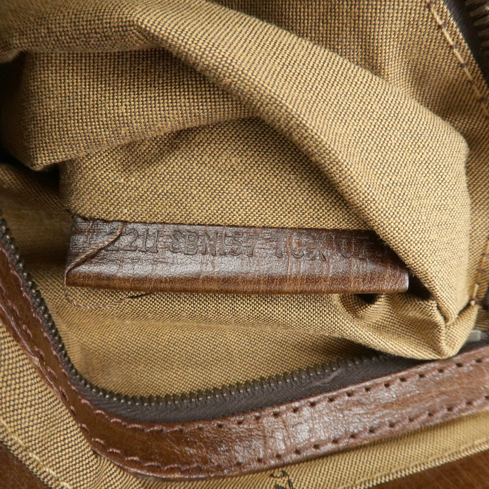 FENDI Etnico Zucca Canvas Leather Shoulder Bag Brown Black 8BN157