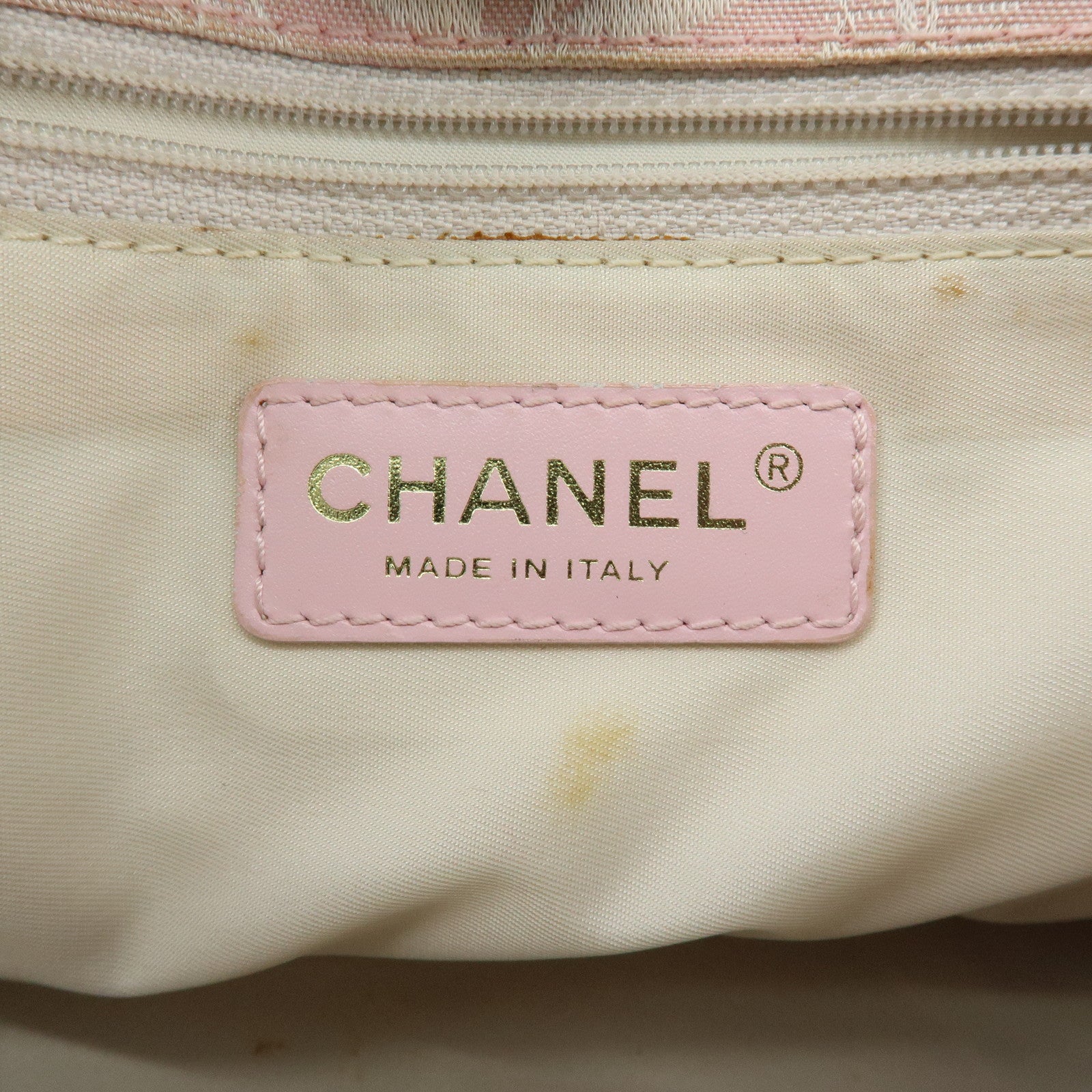 CHANEL New Travel Line Nylon Jacquard Leather Tote Bag Pink