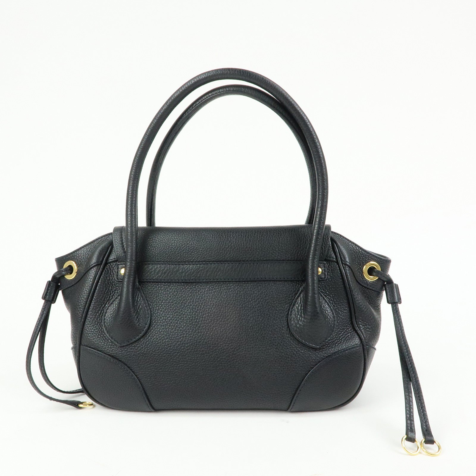 PRADA Vitello Daino Leather Hand Bag Shoulder Bag Black BR3207