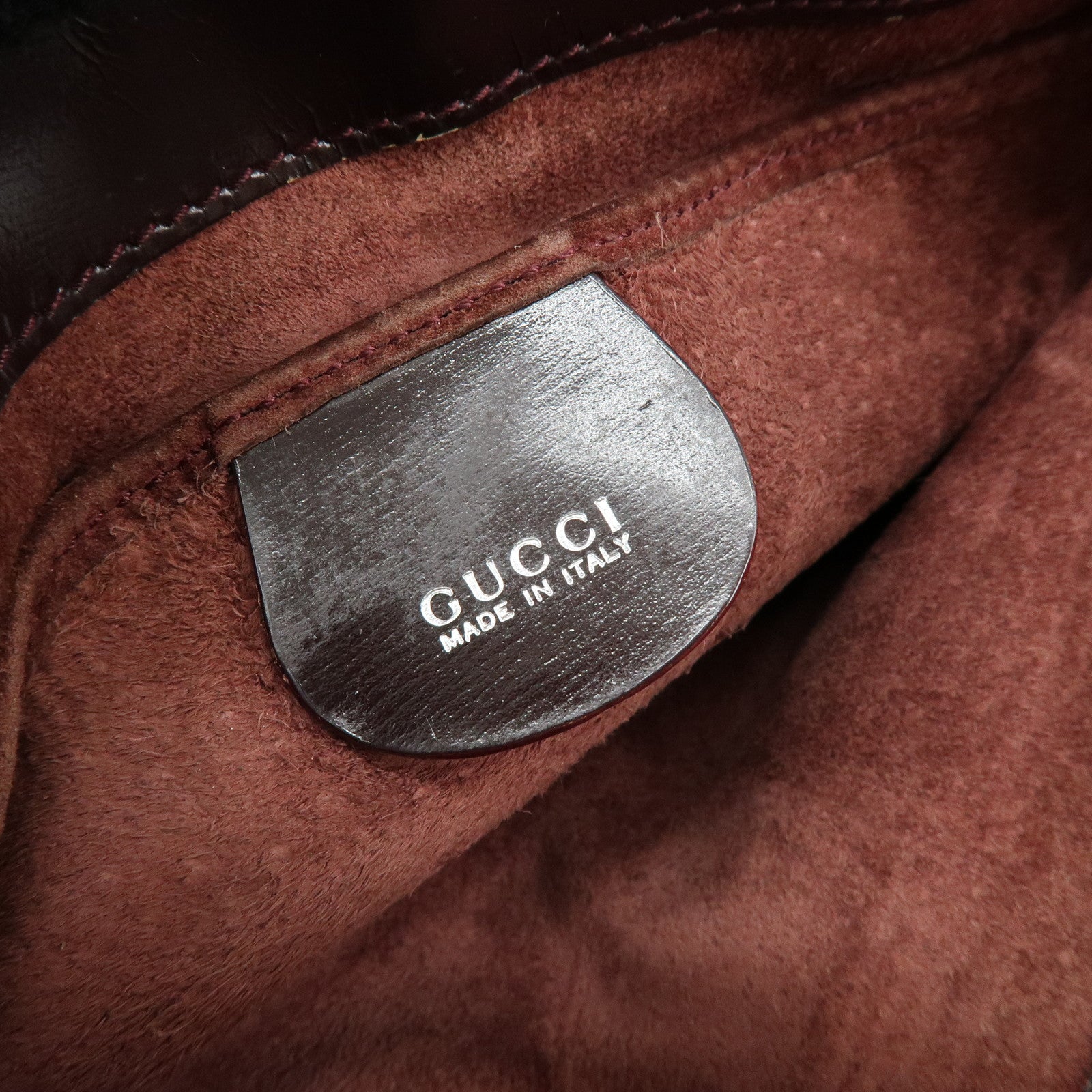 GUCCI Suede Wood Shoulder Bag Crossbody Bag Brown 002・1705