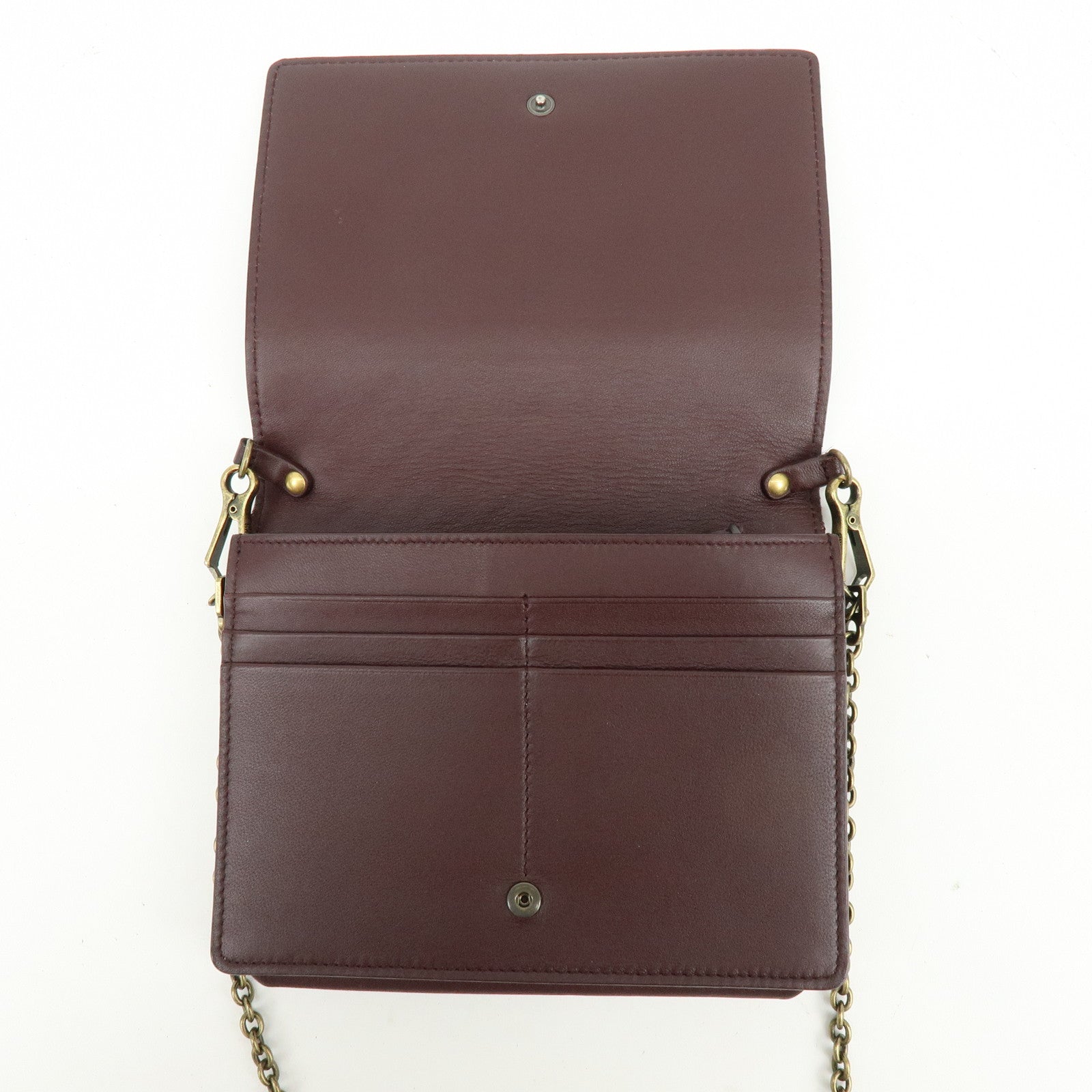 BOTTEGA VENETA Intrecciato Leather Chain Wallet Brown