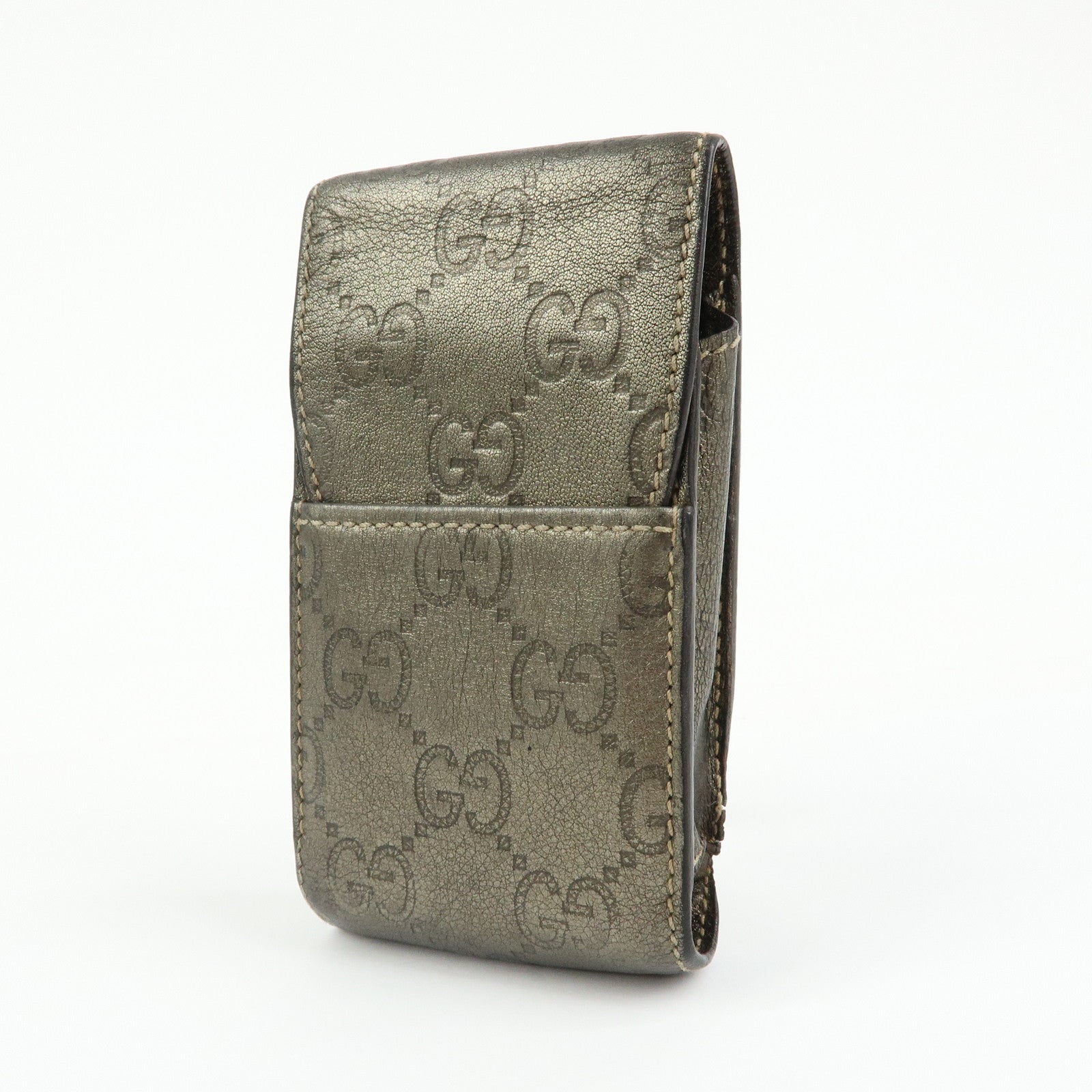 GUCCI Guccissima Leather Cigarette Case Gunmetal 181716