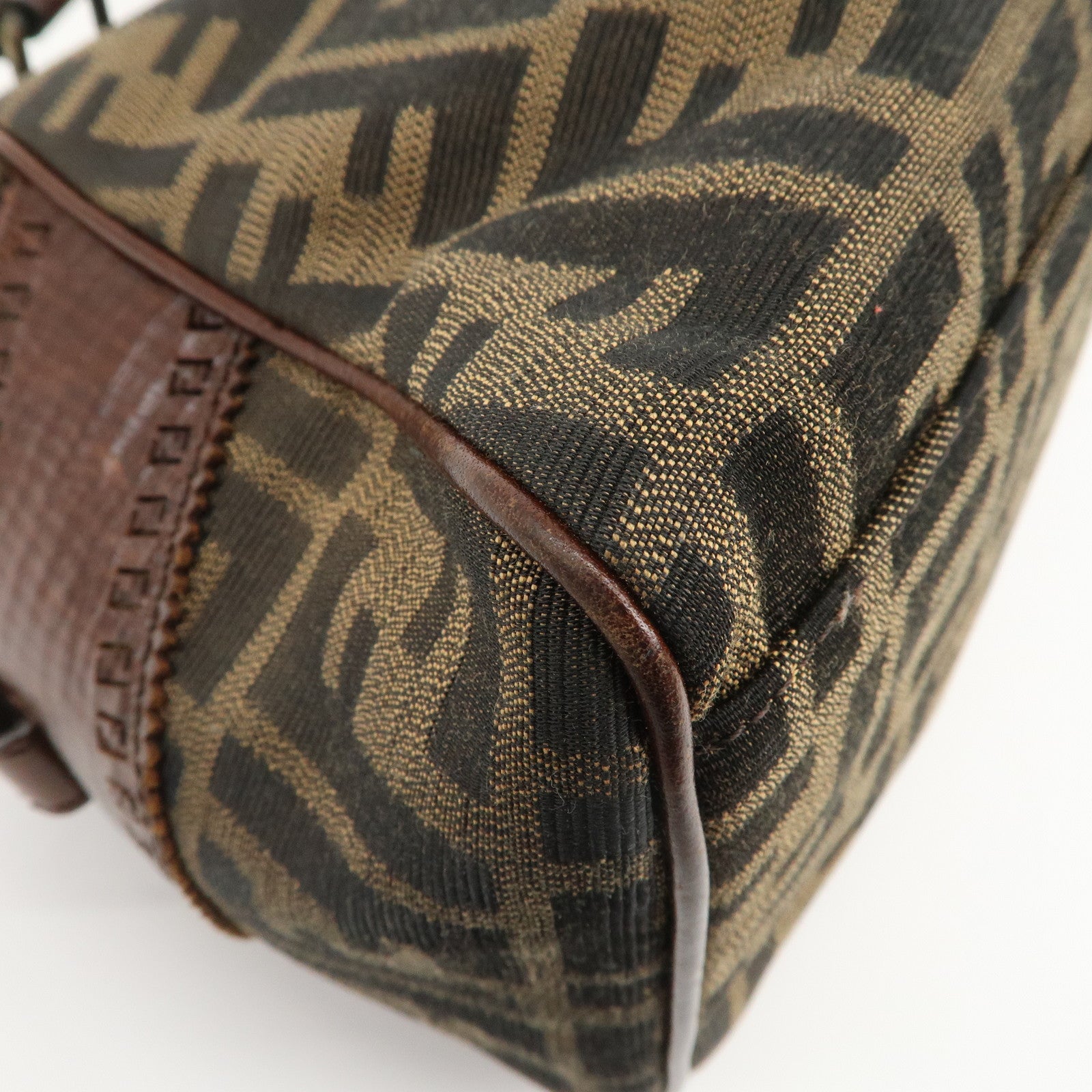 FENDI Ethnico Zucca Canvas Leather Tote Bag Shoulder Bag 8BN157