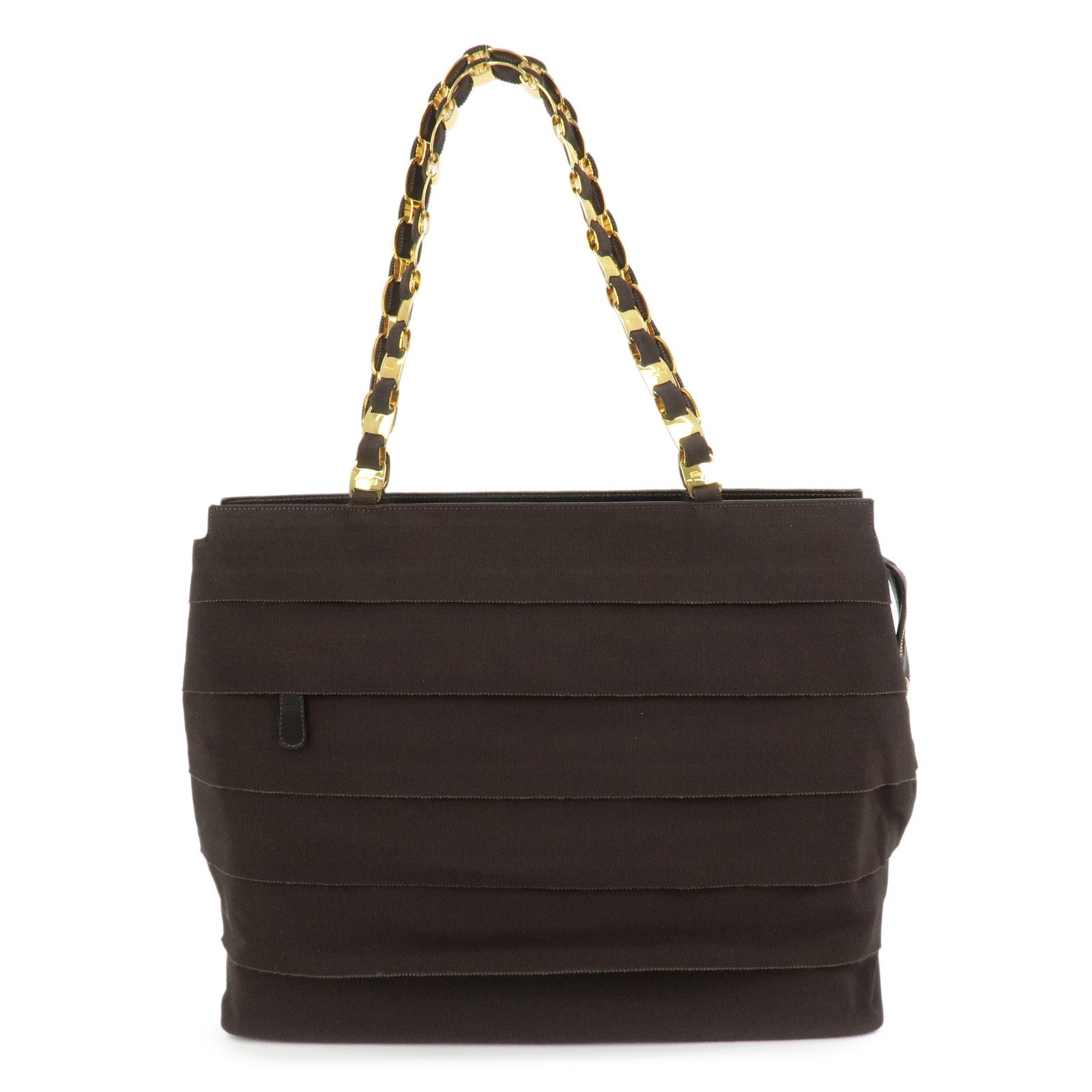 Ferragamo Vara Canvas Leather Shoulder Bag Tote Bag Brown