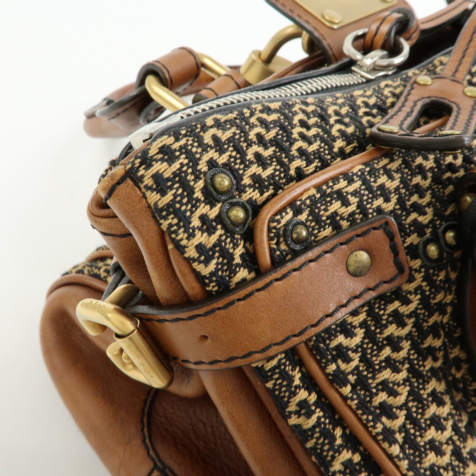 Chloe Paddington Medium Jacquard Leather Hand Bag Brown