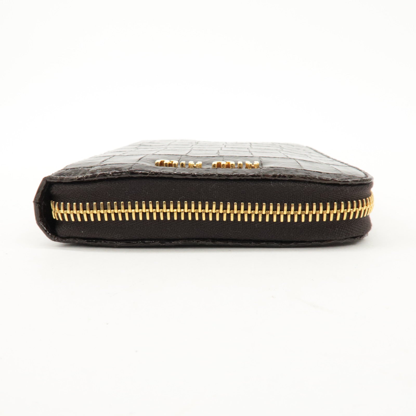 MIU MIU Logo Leather Agenda Panner Cover Gold HDW Black Used