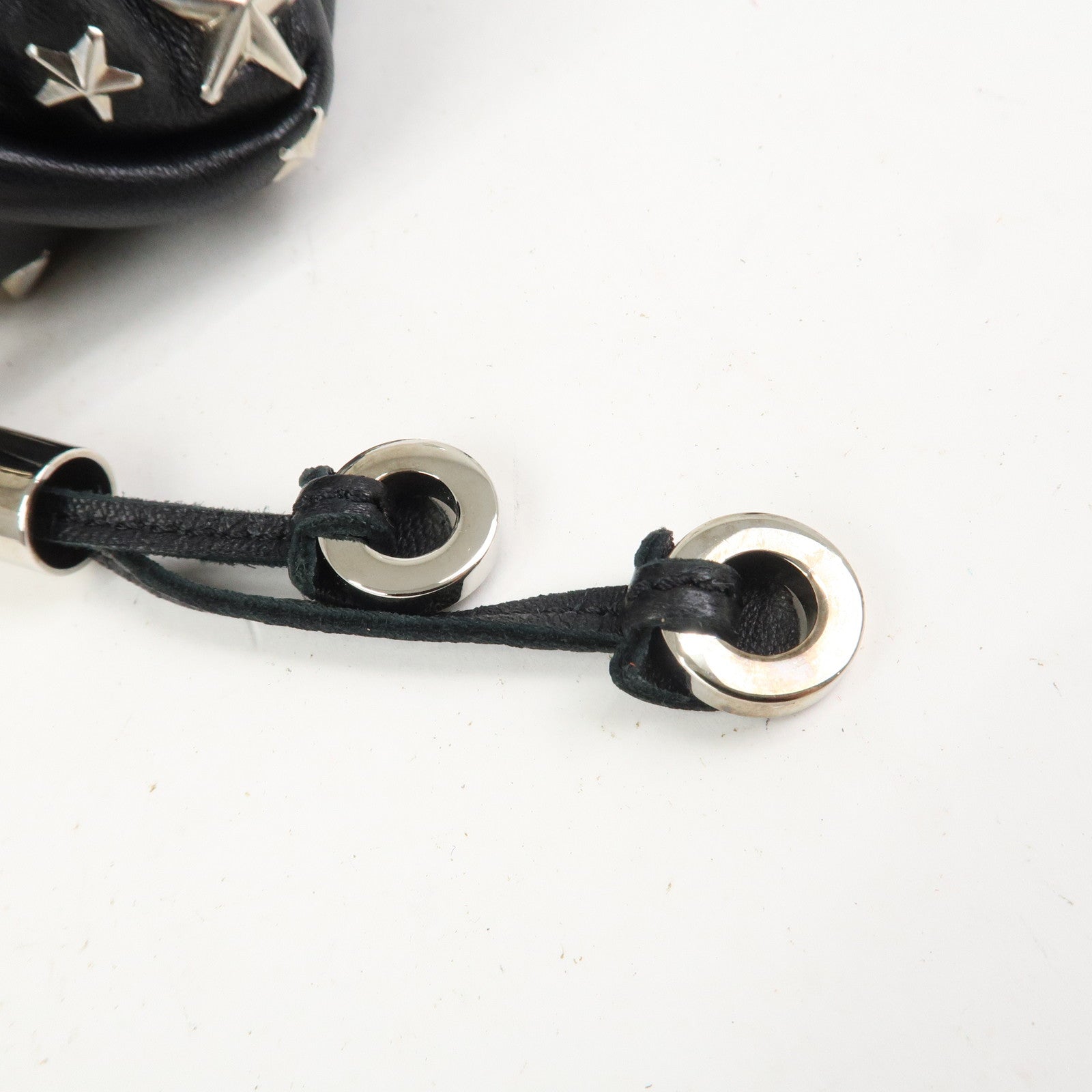 JIMMY CHOO Leather Star Studs Pouch Cosmetic Pouch Makeup Bag Black