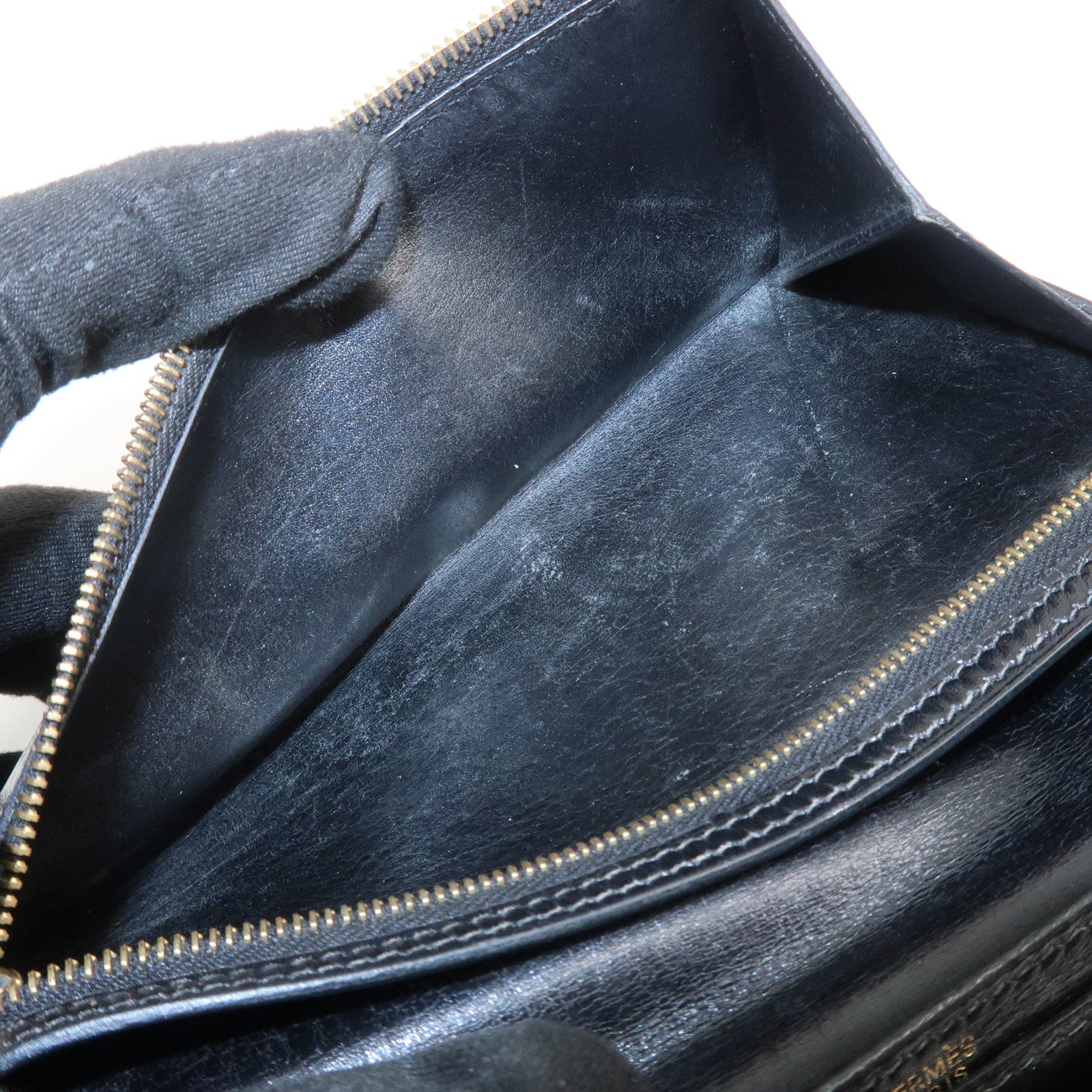 HERMES Bearn Classic Box Calf □E Stamped Bi-Fold Long Wallet Black