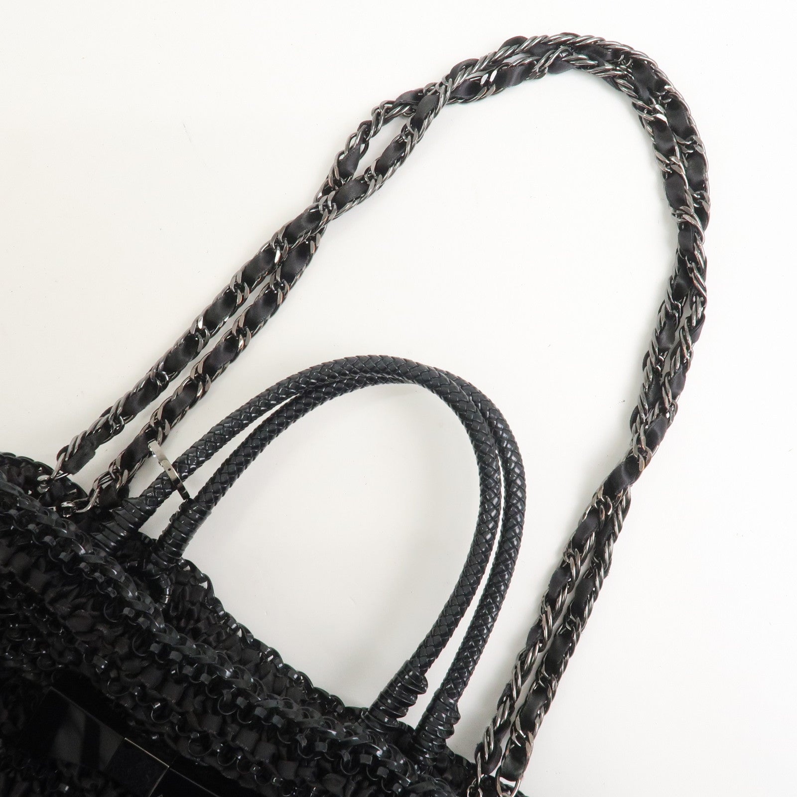 ANTEPRIMA Wire Bag PVC 2Way Bag Hand Bag Shoulder Bag Ribbon Black