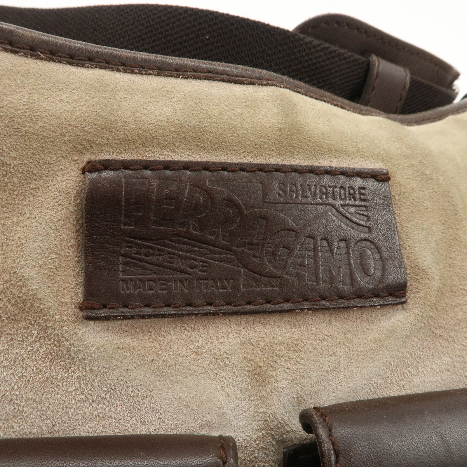 Ferragamo Gancini Suede Leather Shoulder Bag Crossbody Bag