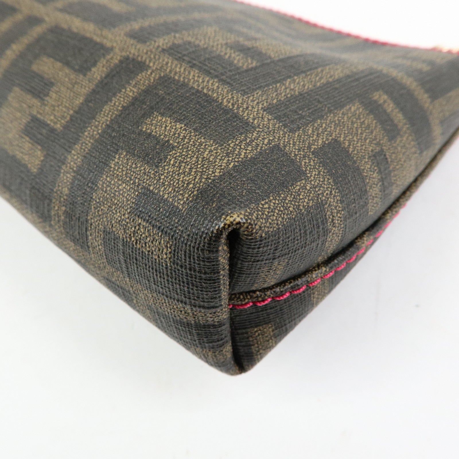 FENDI Zucca Print PVC Canvas Chain Accessory Pouch Brown 8BR592