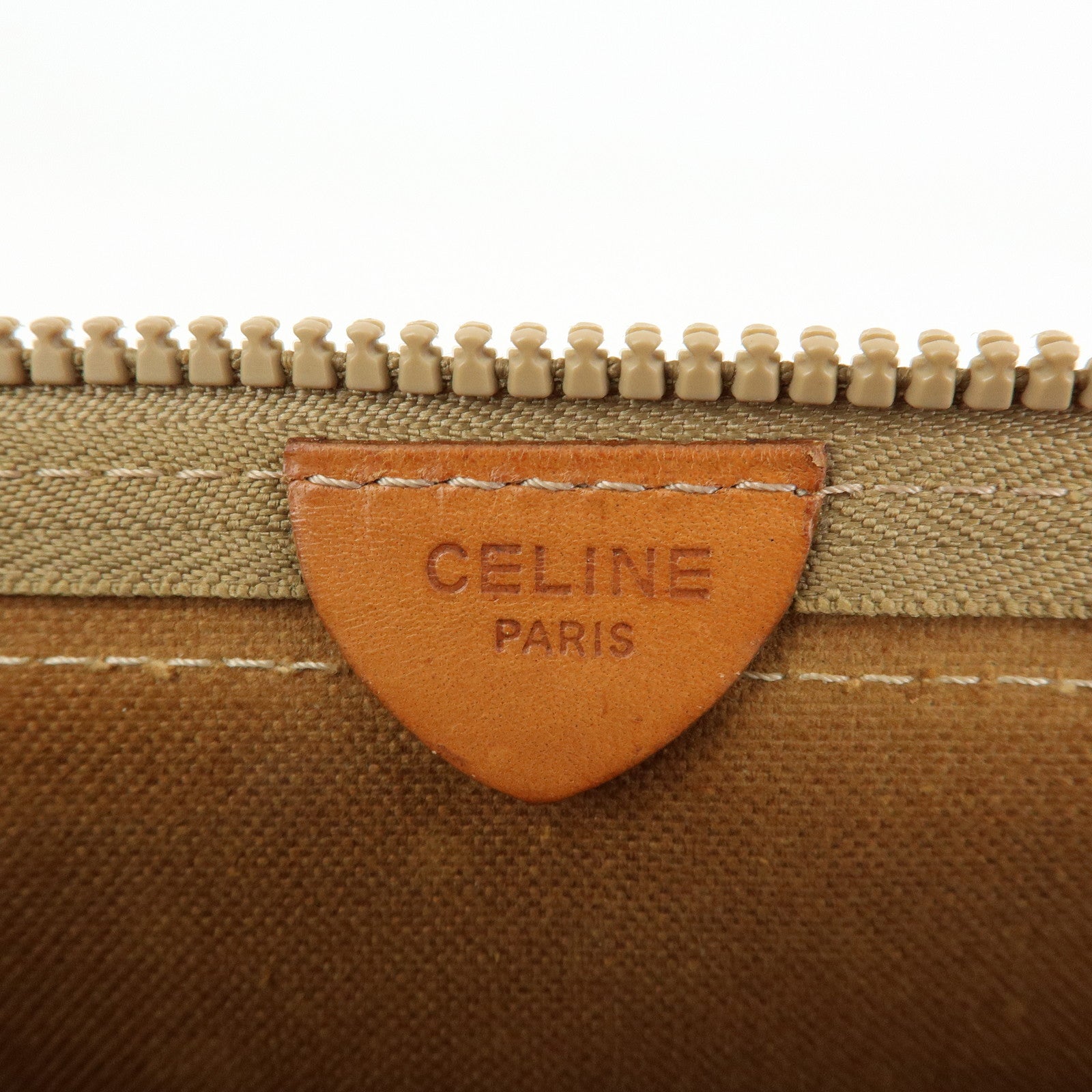 CELINE Macadam PVC Leather Clutch Bag Cosmetic Pouch Brown