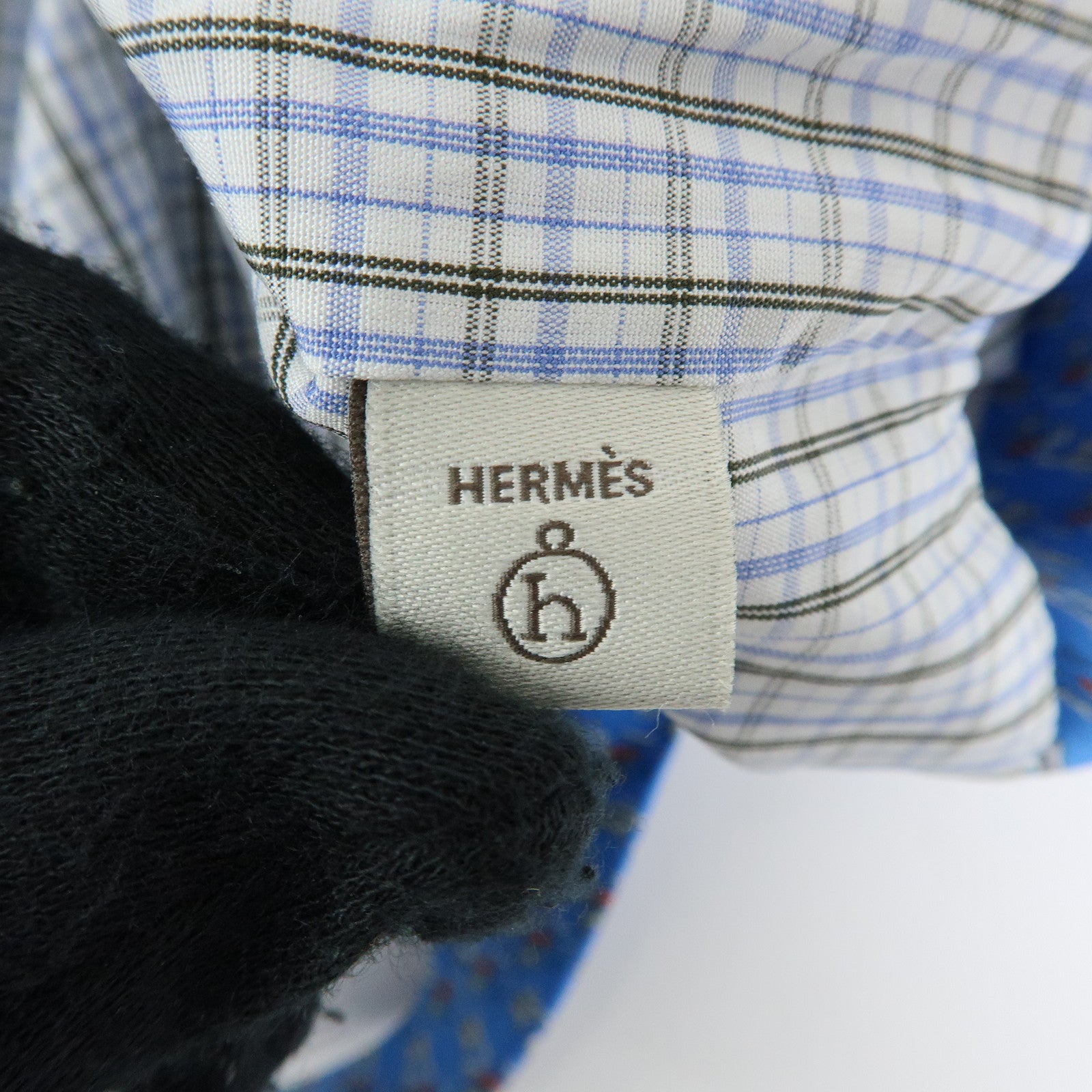 HERMES Silk Necktie Tote Bag Shoulder Bag Hand Bag Blue