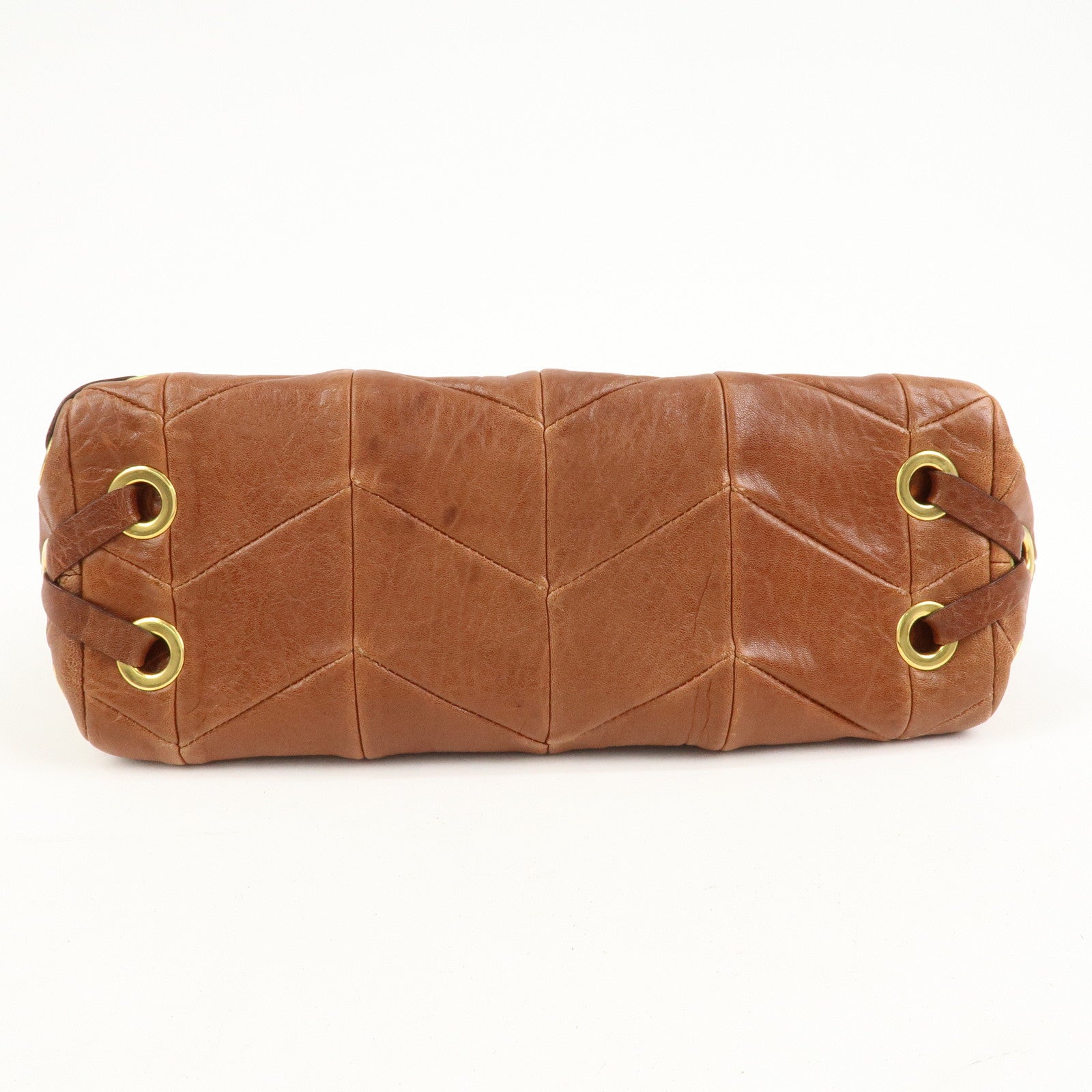 MIU MIU Logo Leather 2Way Bag Hand Bag Shoulder Bag Brown