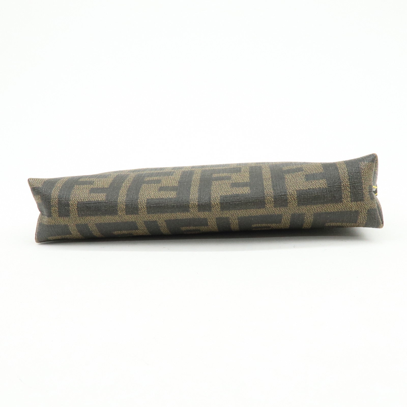 FENDI Zucca Print PVC Chain Accessory Pouch Brown Yellow 8BR592