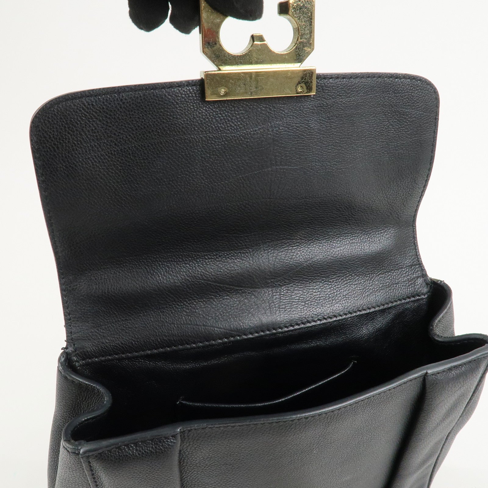 Chloe Elsie Leather Chain Shoulder Bag Hand Bag Black