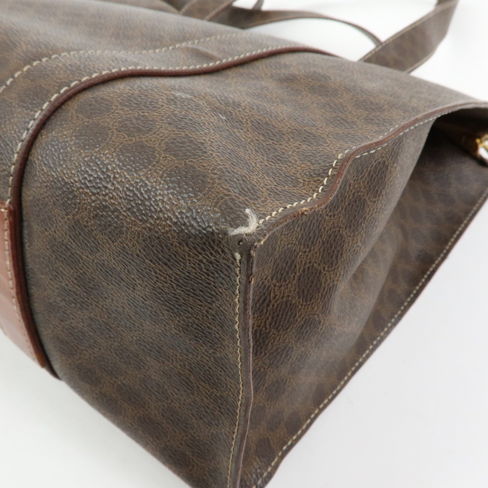 CELINE Macadam PVC Leather Tote Bag Shoulder Bag Brown