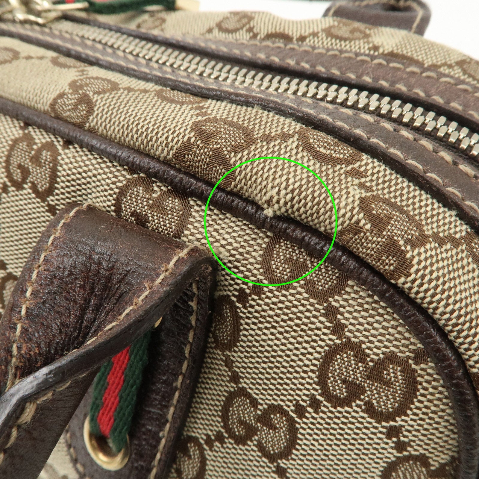 GUCCI  Sherry Princy Leather Canvas Boston Bag Hand Bag Brown 161720 Used