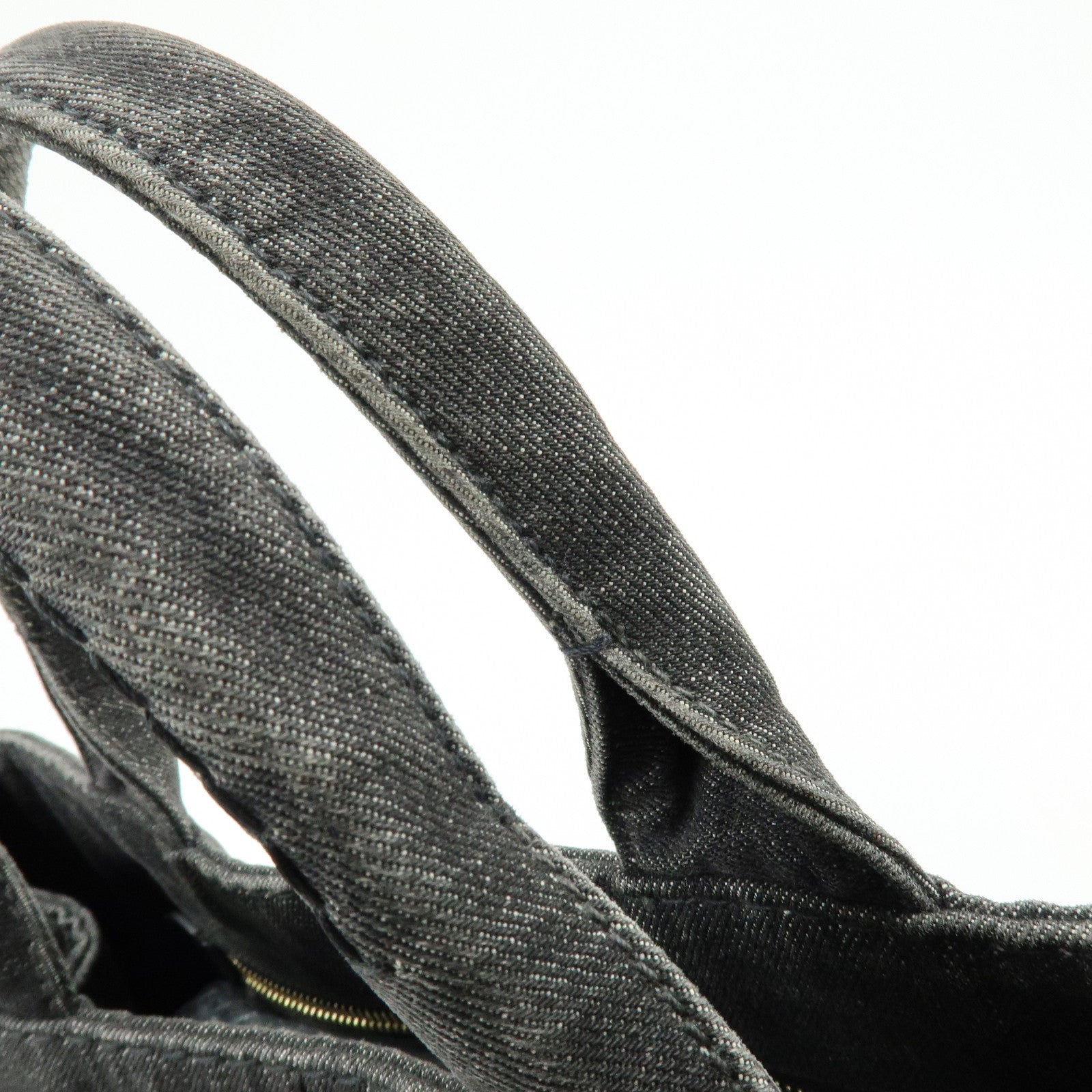 PRADA Canapa Denim Tote Bag Hand Bag Black 1BG642