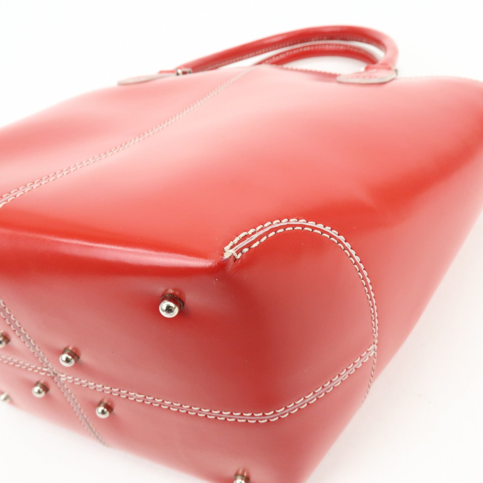 TOD'S Logo Leather Hand Bag Tote Bag Red