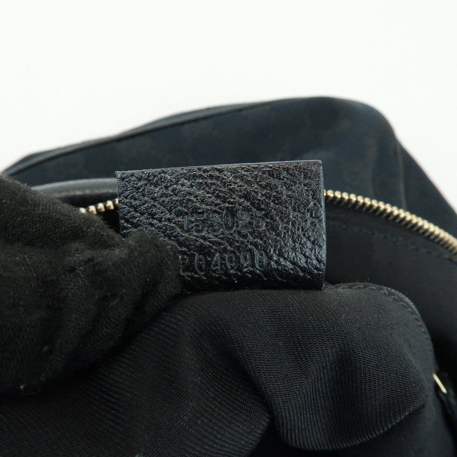 GUCCI GG Canvas Leather Front Pocket Shoulder Hand Bag Black 153025