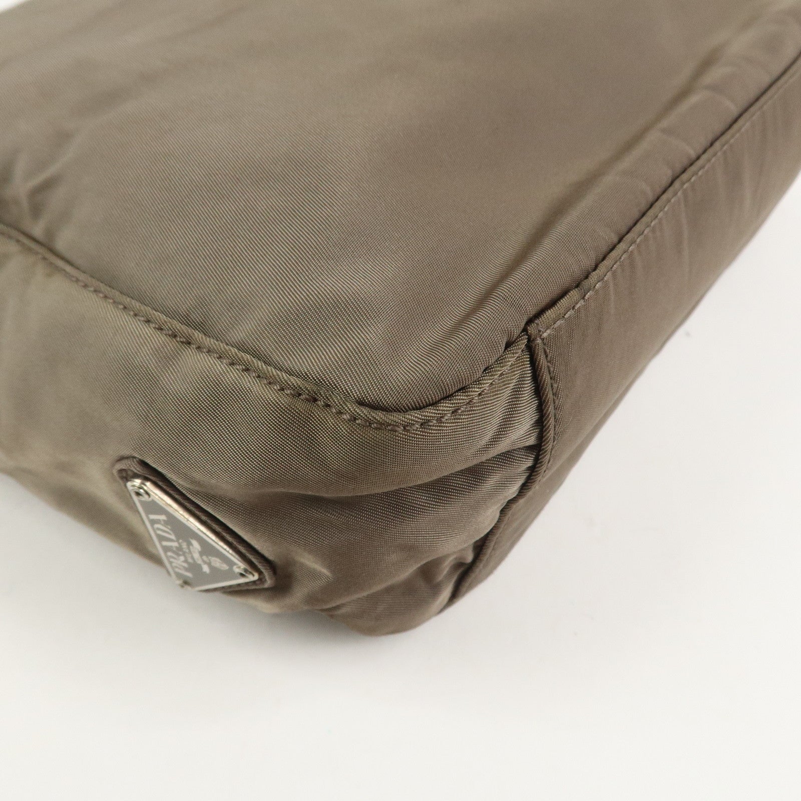 PRADA Triangle Logo Nylon Tote Bag Hand Bag Gray