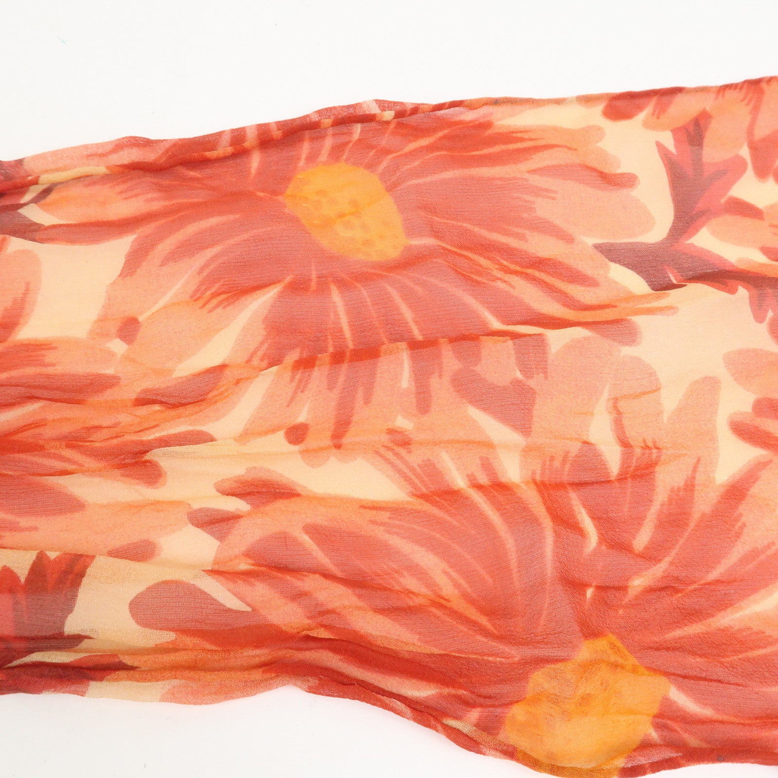 Louis Vuitton Monogram Silk Cotton Nylon Scarf Flower Print Orange