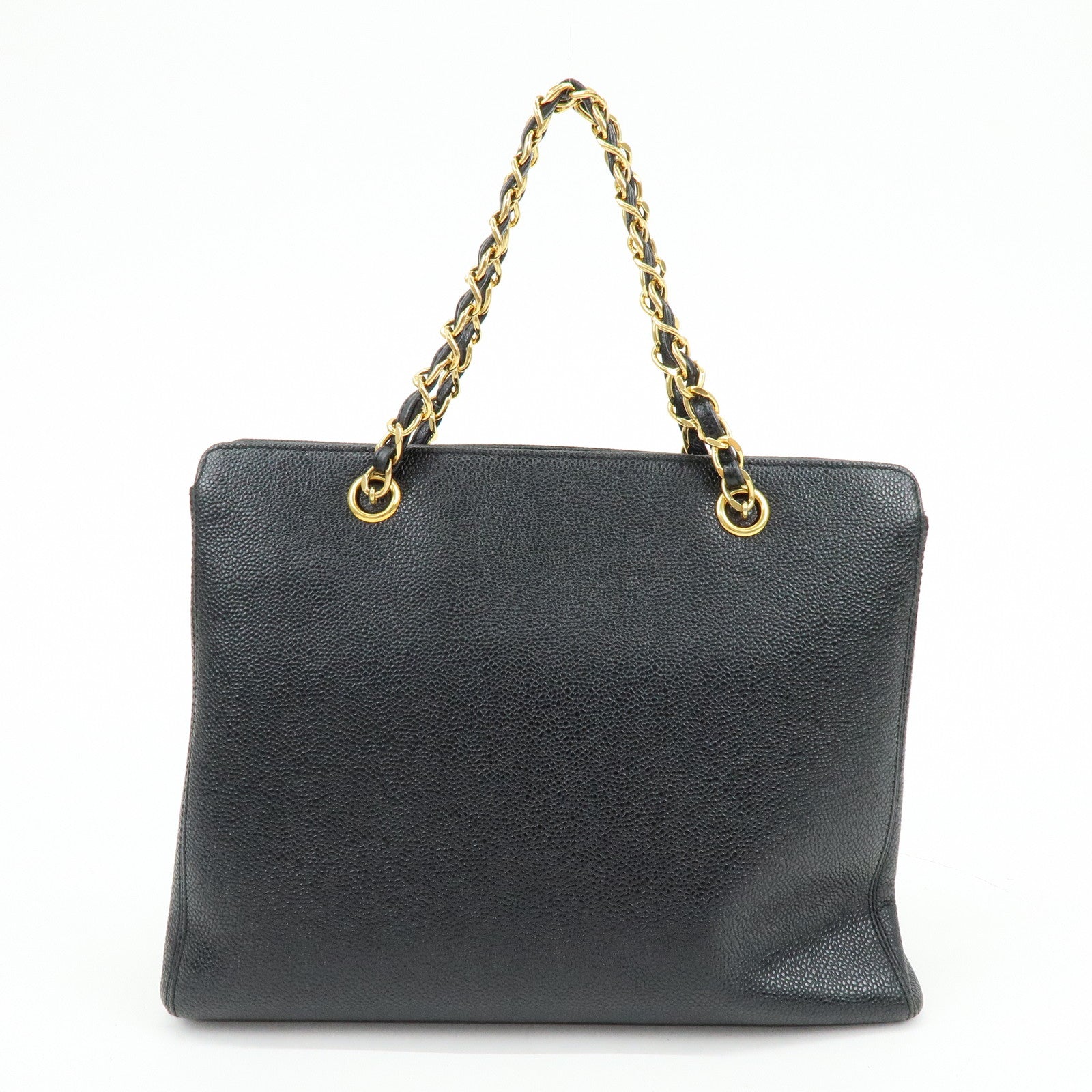 CHANEL Caviarskin Tote Bag Hand Bag Black A08913