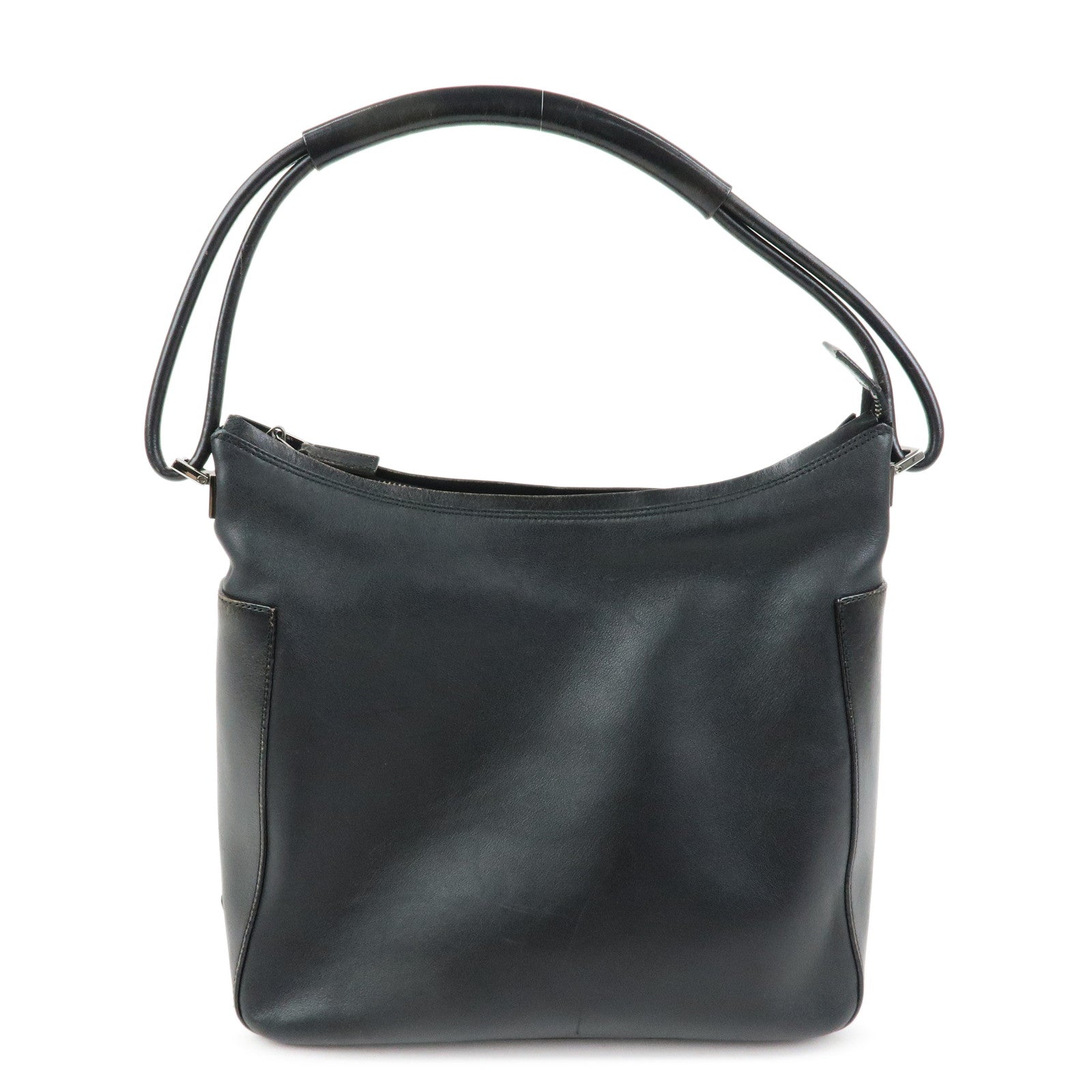 GUCCI Logo Leather Shoulder Bag Hand Bag Black 001.3766