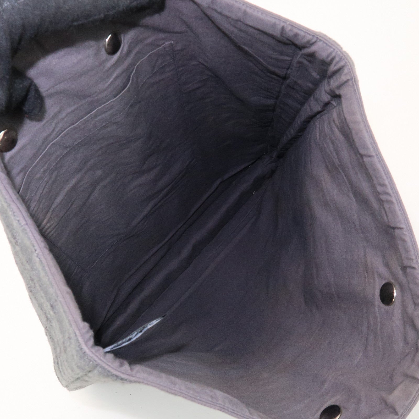 HERMES Amedaba GM Canvas Leather Tote Bag Hand Bag Grey