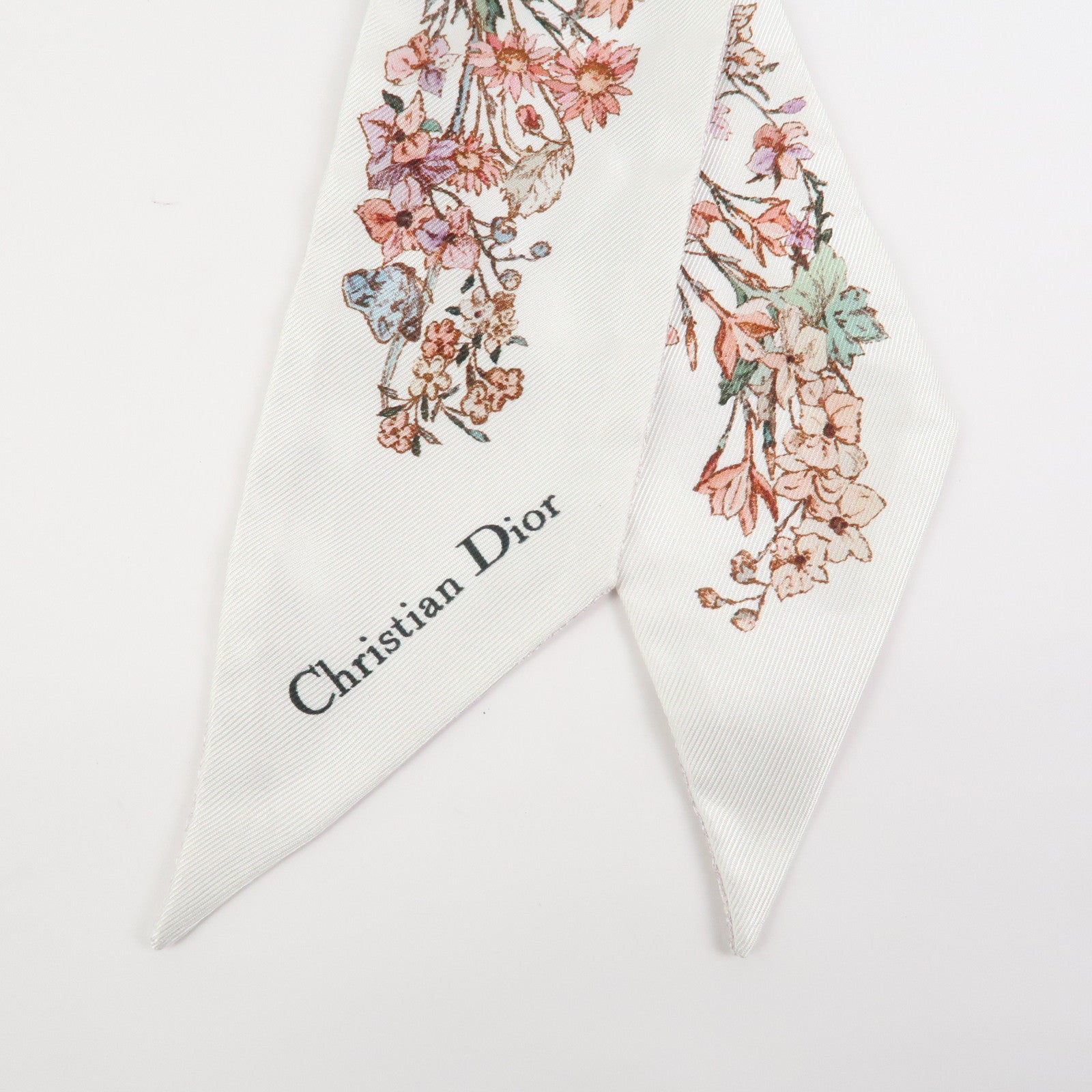 Christian Dior Mitzah Silk 100% Scarf Botanical Ivory Pink