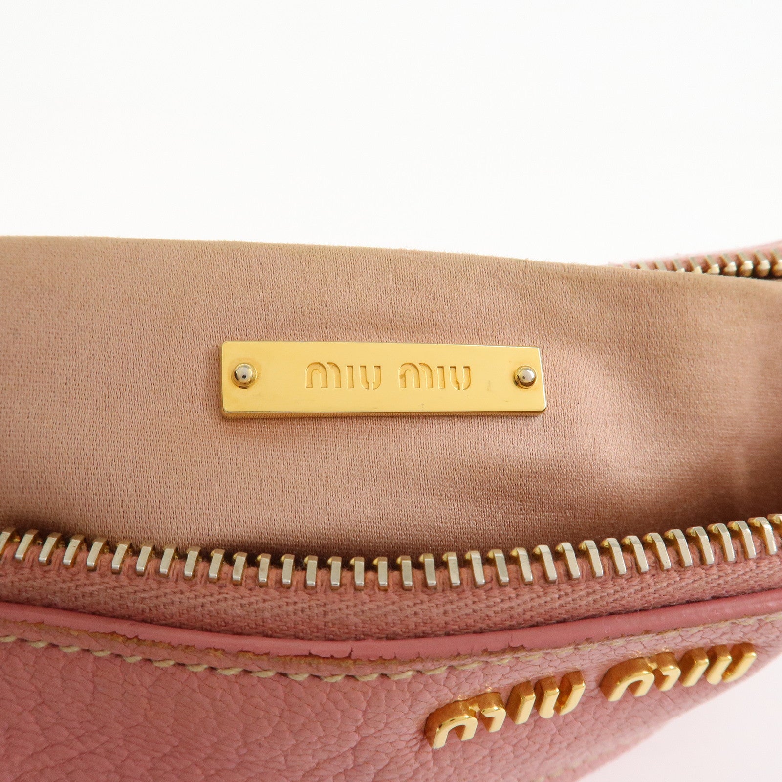 MIU MIU Logo Leather 2Way Bag Hand Bag Shoulder Bag Pink