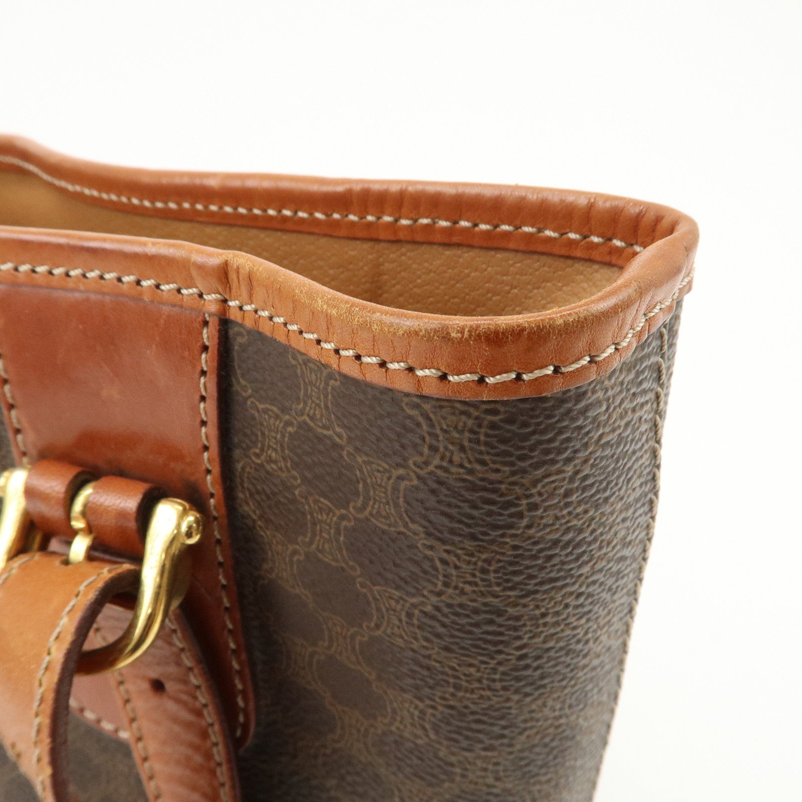 CELINE Macadam PVC Leather Tote Bag Shoulder Bag Brown