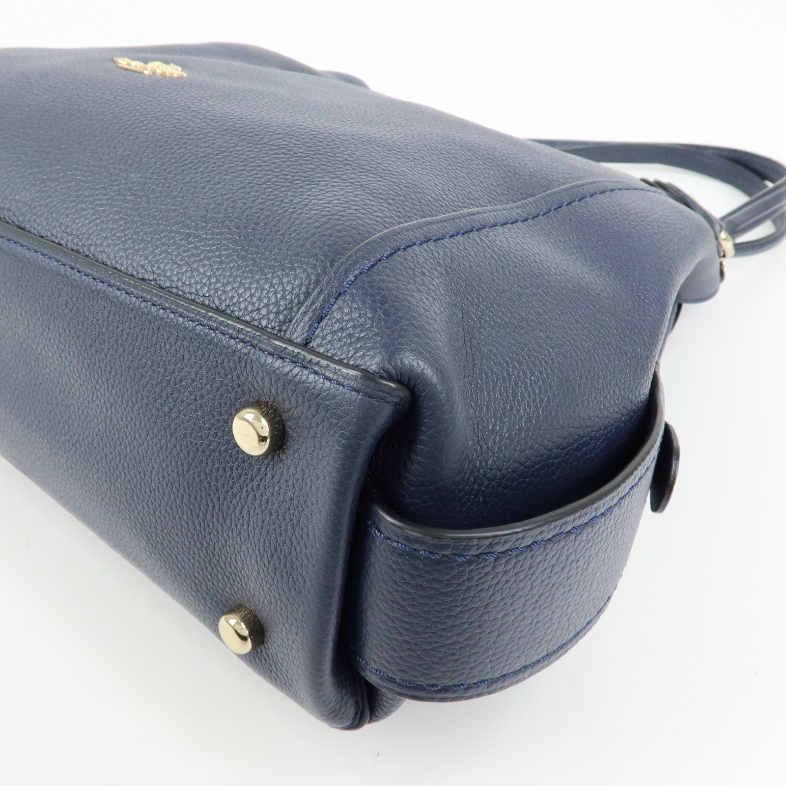 COACH Edie Leather Tote Bag Shoulder Bag Hand Bag Navy