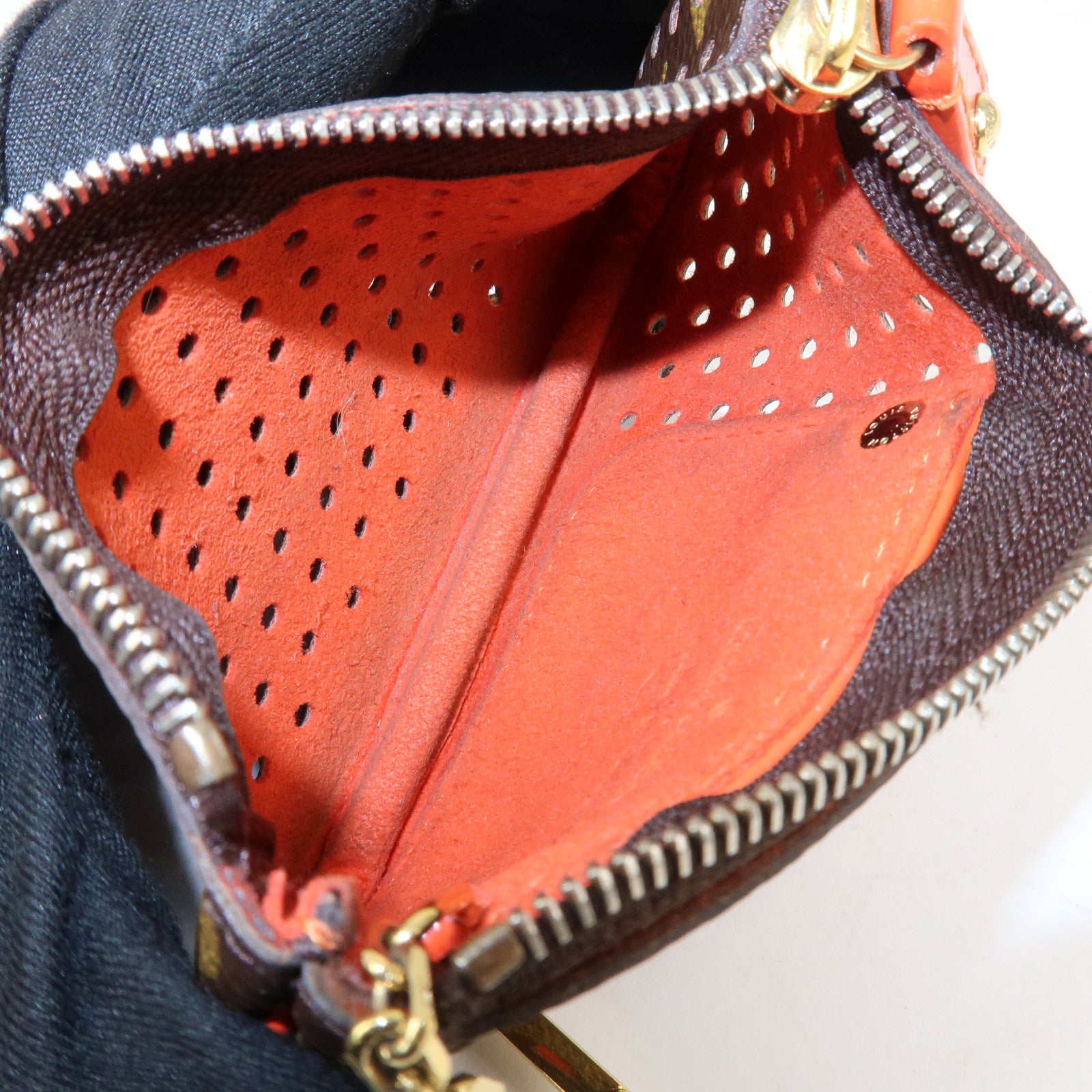 Louis Vuitton Monogram Canvas Perfo Pochette Cles Orange M95222 Used
