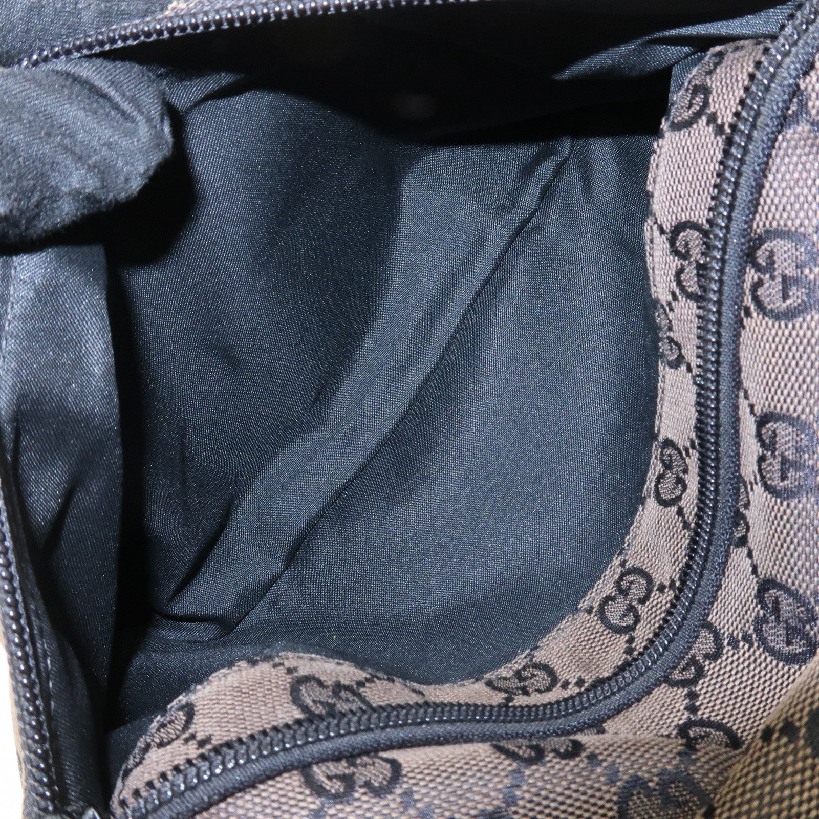 GUCCI GG Canvas Leather Shoulder Bag Hand Bag Brown Black 001・3386