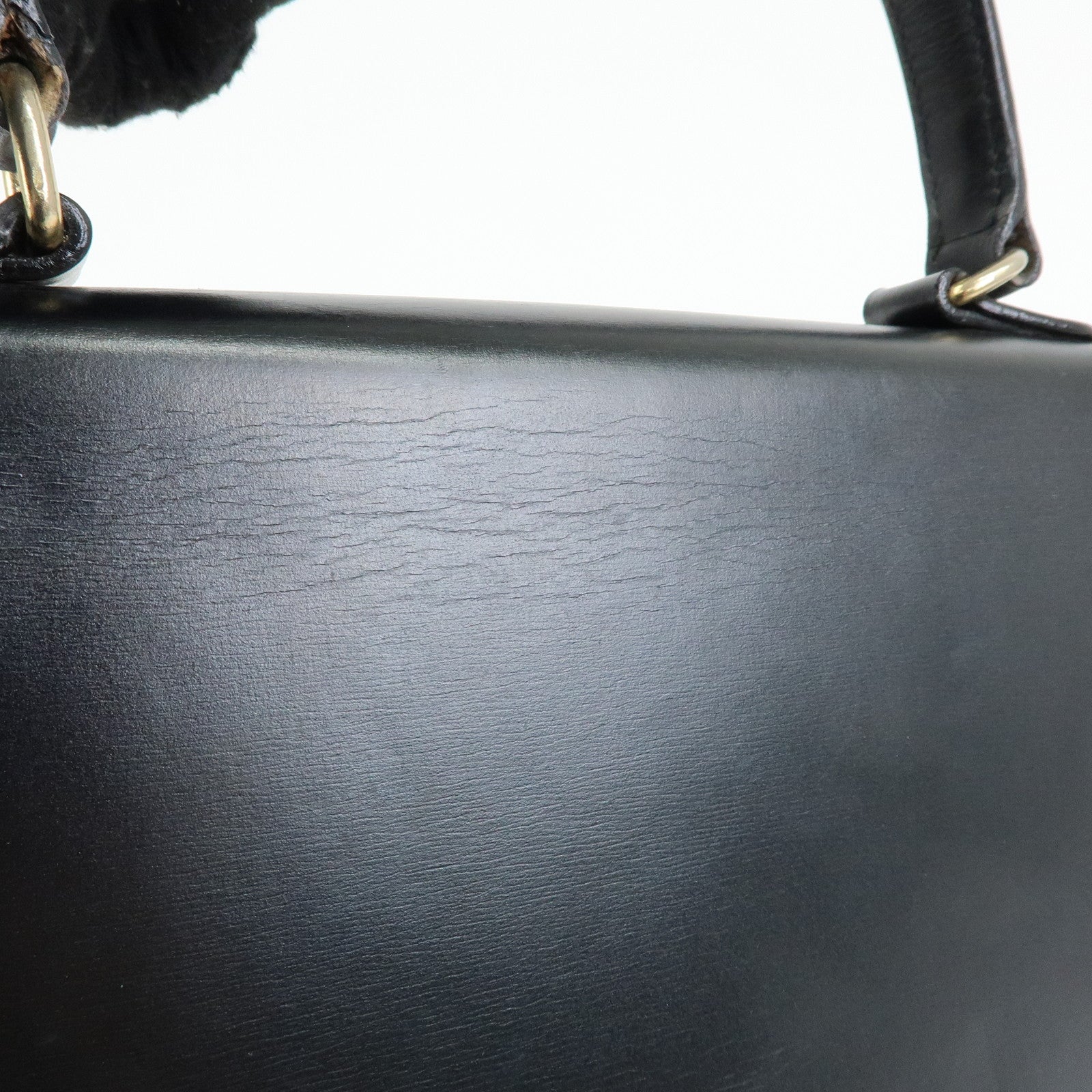 CELINE Leather Top Handle 2Way Hand Bag Shoulder Bag Black