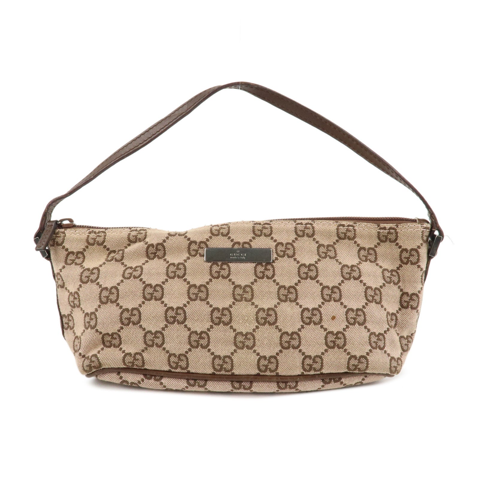 GUCCI GG Canvas Leather Canvas Accessory Pouch 039.1103.2123 Used