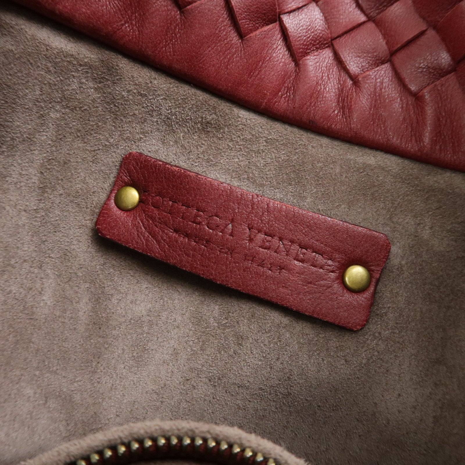 BOTTEGA VENETA Intrecciato Leather Tote Hand Bag Red Brown162937